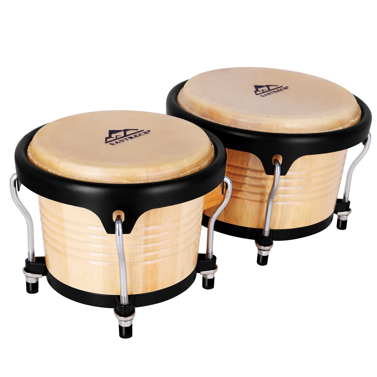 Eastrock Bongo Drums 7    And 9    Set For Kids Adults Beginners Professionals Tunable Wood And Metal Drum Percussion Instrument