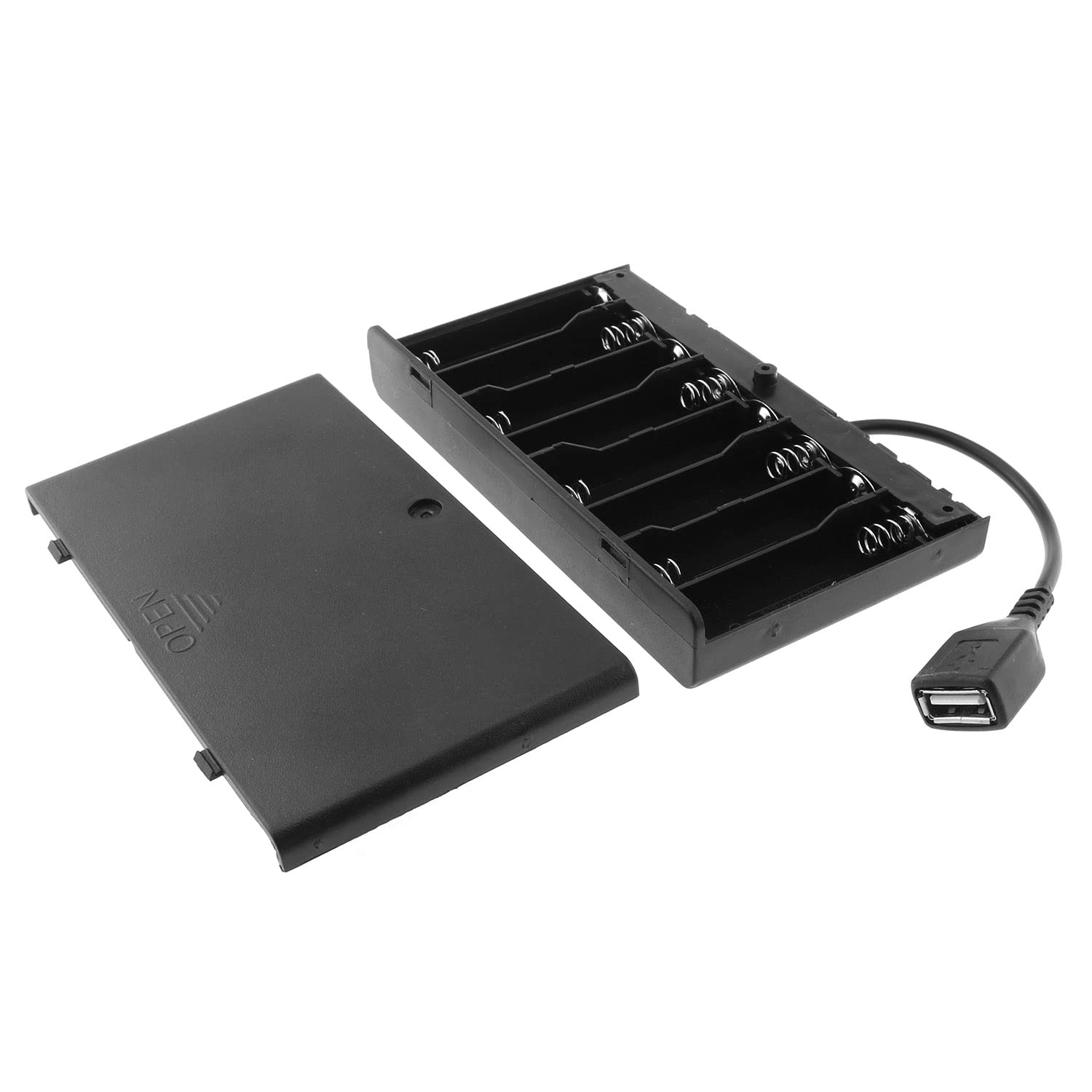 Dgzzi Usb Female Socket 8 Aa Battery Case Box Holder With On Off Switch Black