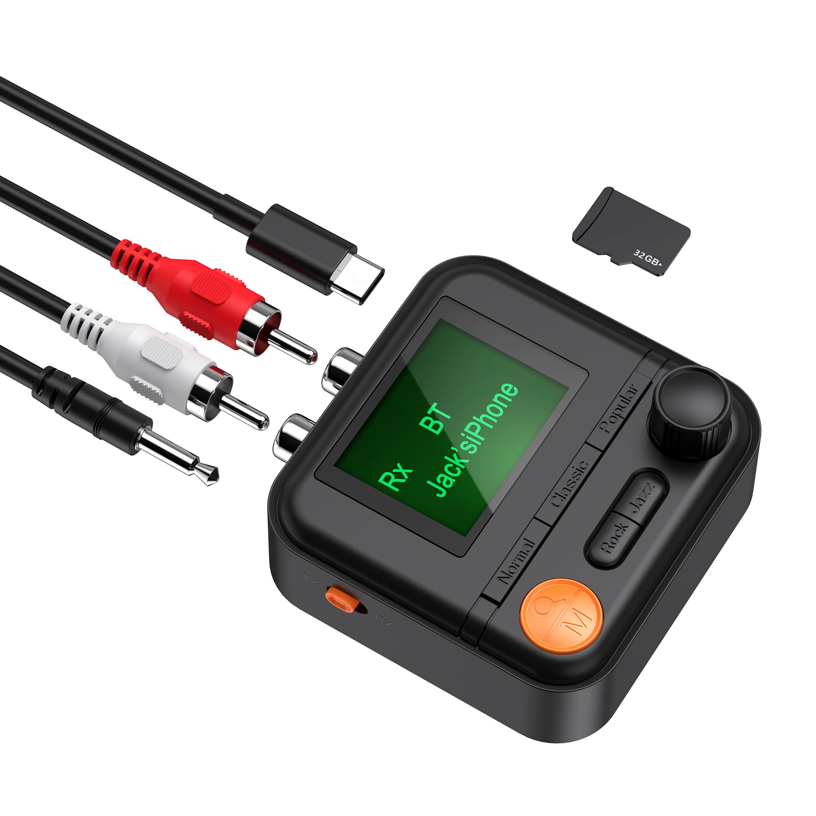 Jxtz Bluetooth 5.2 Transmitter Receiver, Hifi Bluetooth Audio Adapter With Display, Wireless Audio Adapter For Music Streaming S