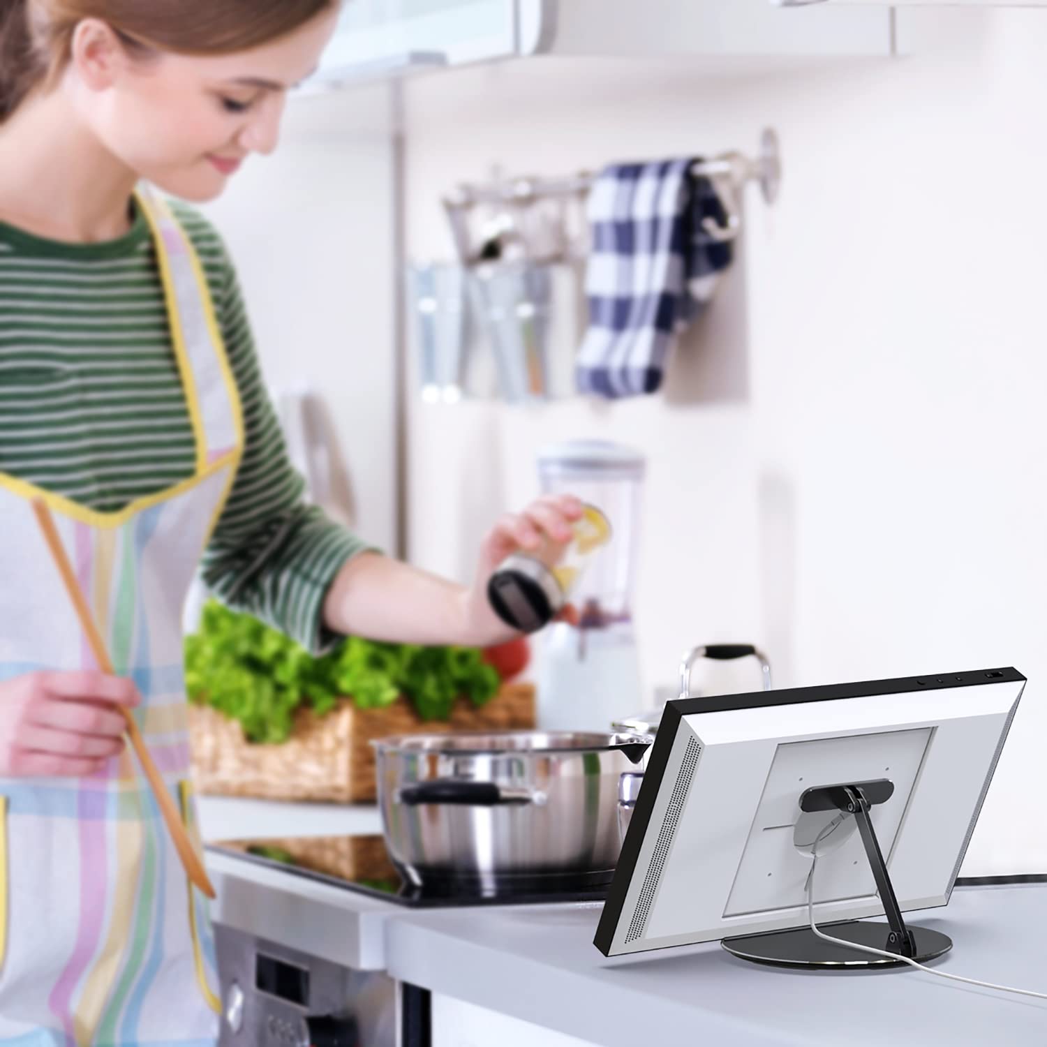 Letlar Tilt And Swivel Stand For Echo Show 15, Make Of Aluminum Alloy, Rotatable And Foldable, Echo Show 15 Mount Suitable For 8