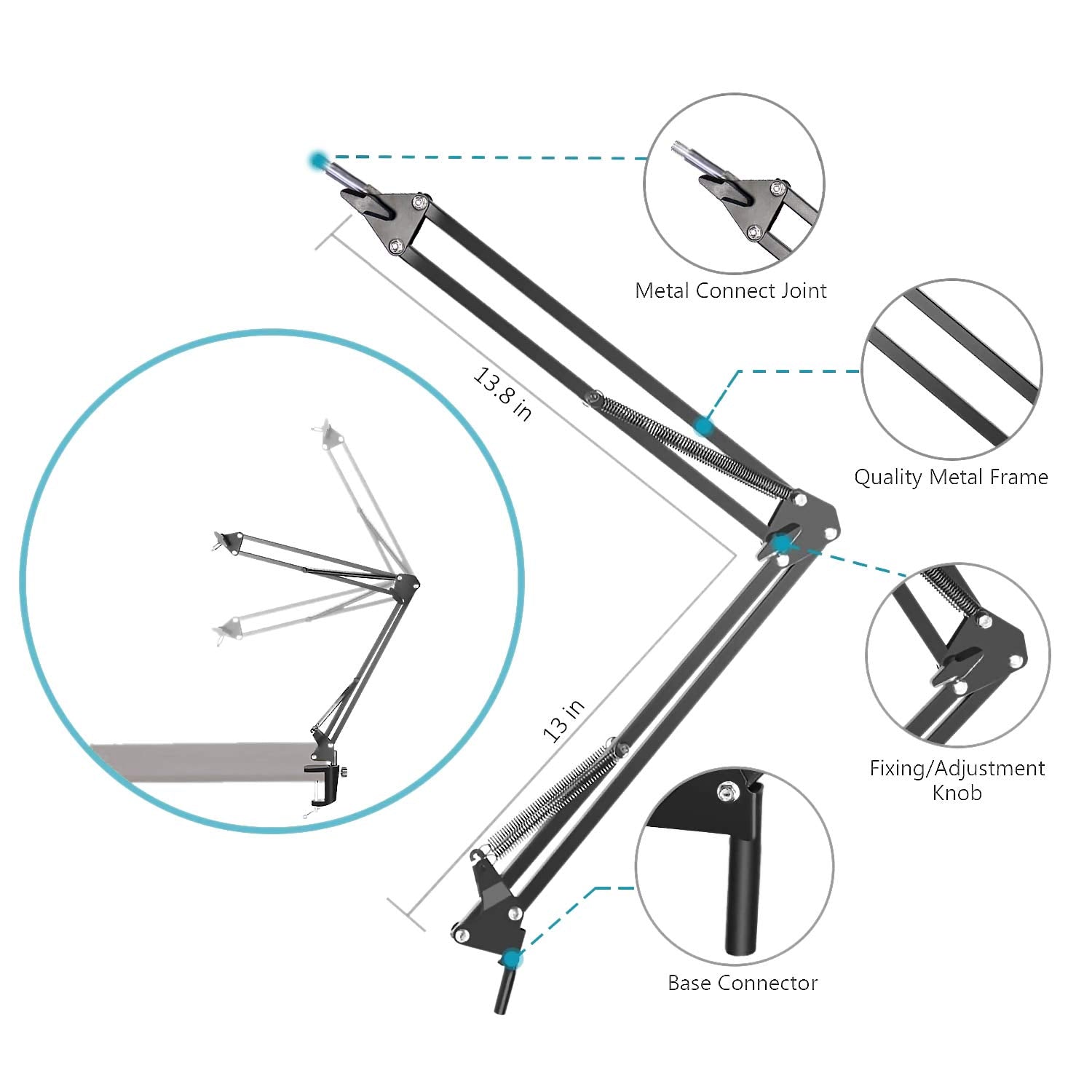 K669 Mic Boom Arm Stand With Pop Filter, Compatible With Fifine K669, Fifine 669B Usb Microphone With Cable Sleeve By Sunmon