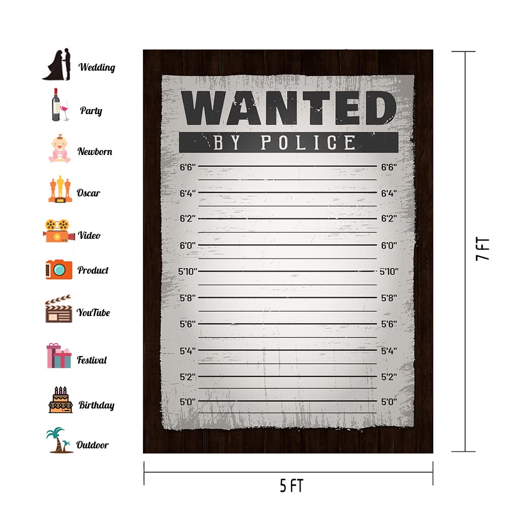 Phmojen Police Lineup Backdrop Height Chart Mugshot Suspect Wall Photography Background Vinyl 5X7Ft Wanted By Police Murder Myst