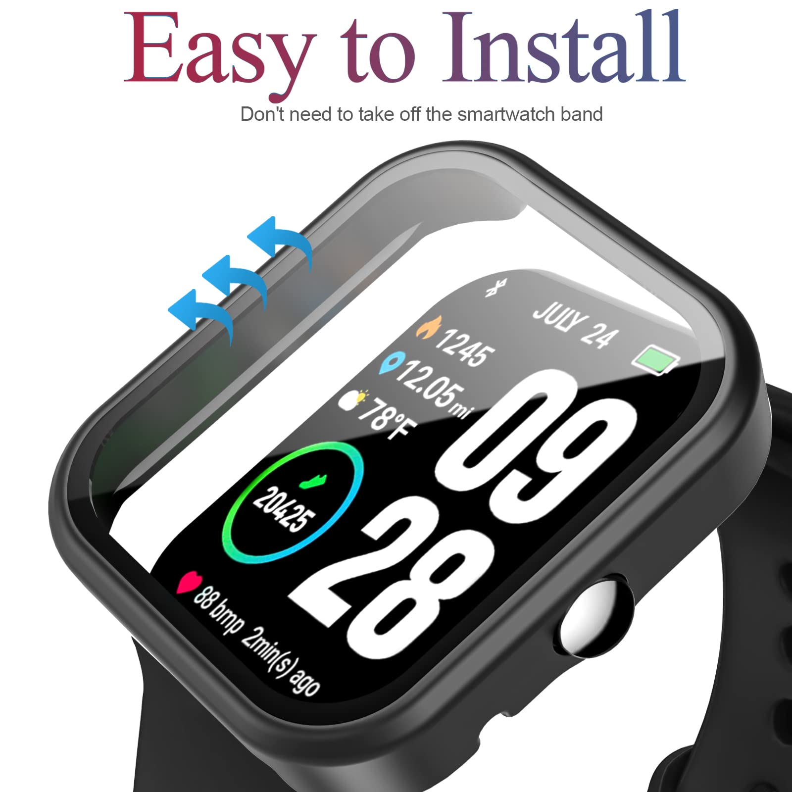 [2 Pack] Polyjoy Screen Protector Case Compatible With Tozo S2 44Mm Smartwatch,Hard Pc Case Protective Screen Bumper Sensitive T