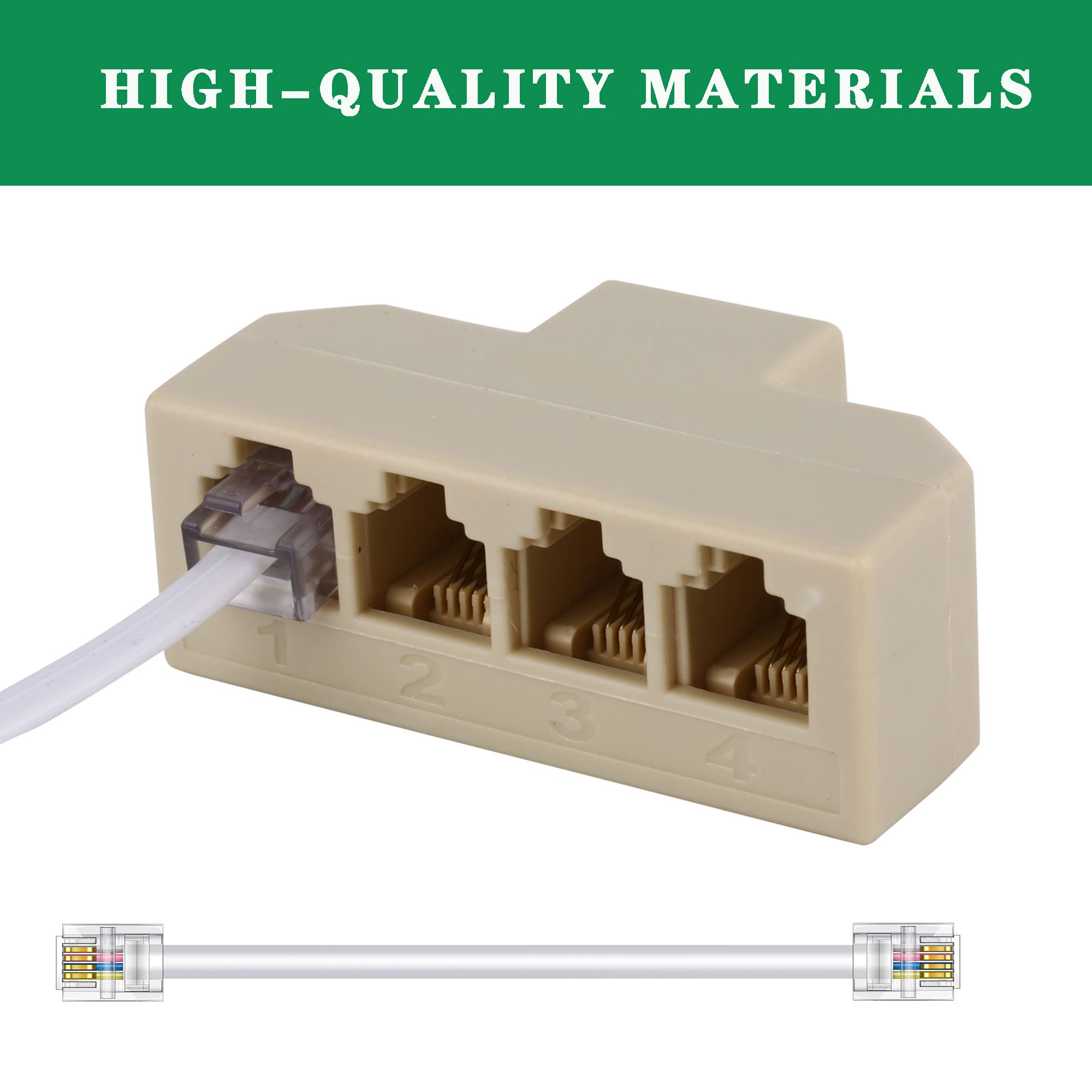 Phone Splitter Way Telephone Adapter Rj11 6P4C Female To Females For Landline And Fax  1Pack (4 Way)