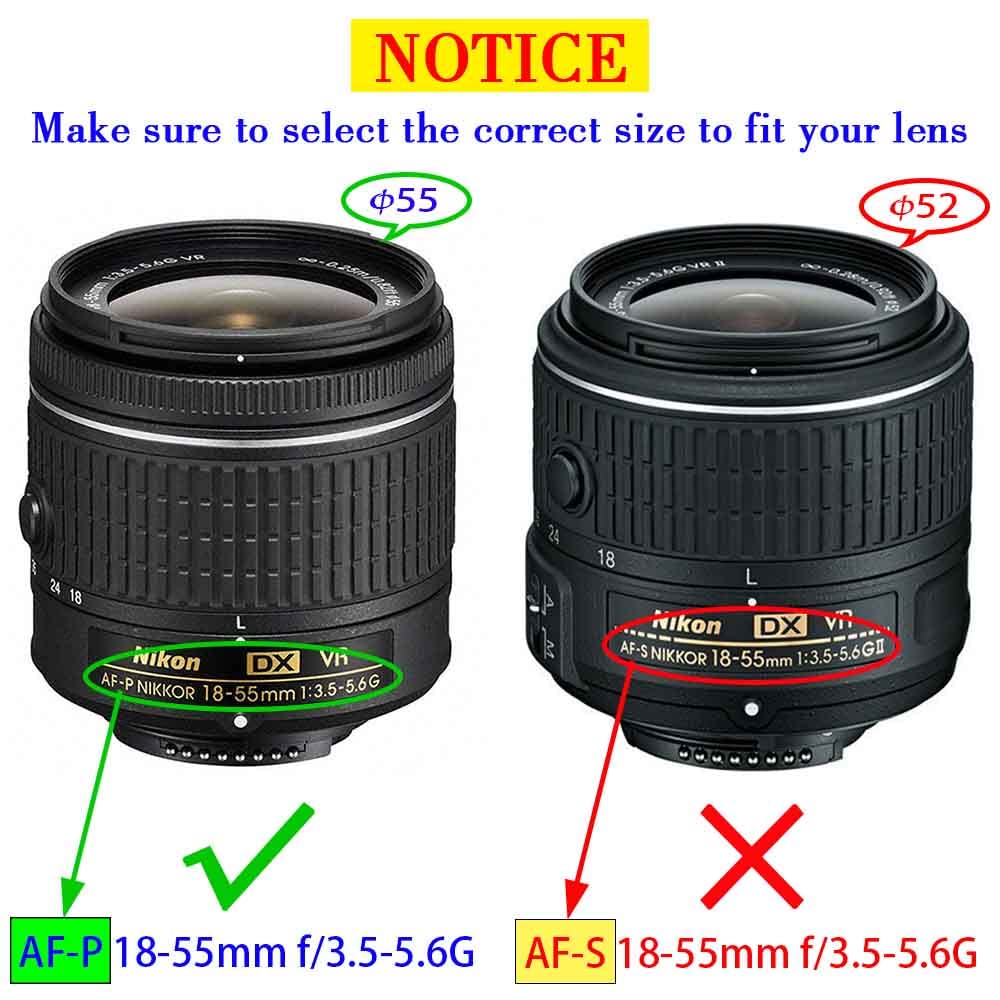 Ulbter 55Mm Lens Cap Cover For Af P Nikkor 18 55Mm F/3.5 5.6G Vr Lens ?Not For Af S 18 55Mm? For Nikon D5600 D5500 D5300 D3500 D
