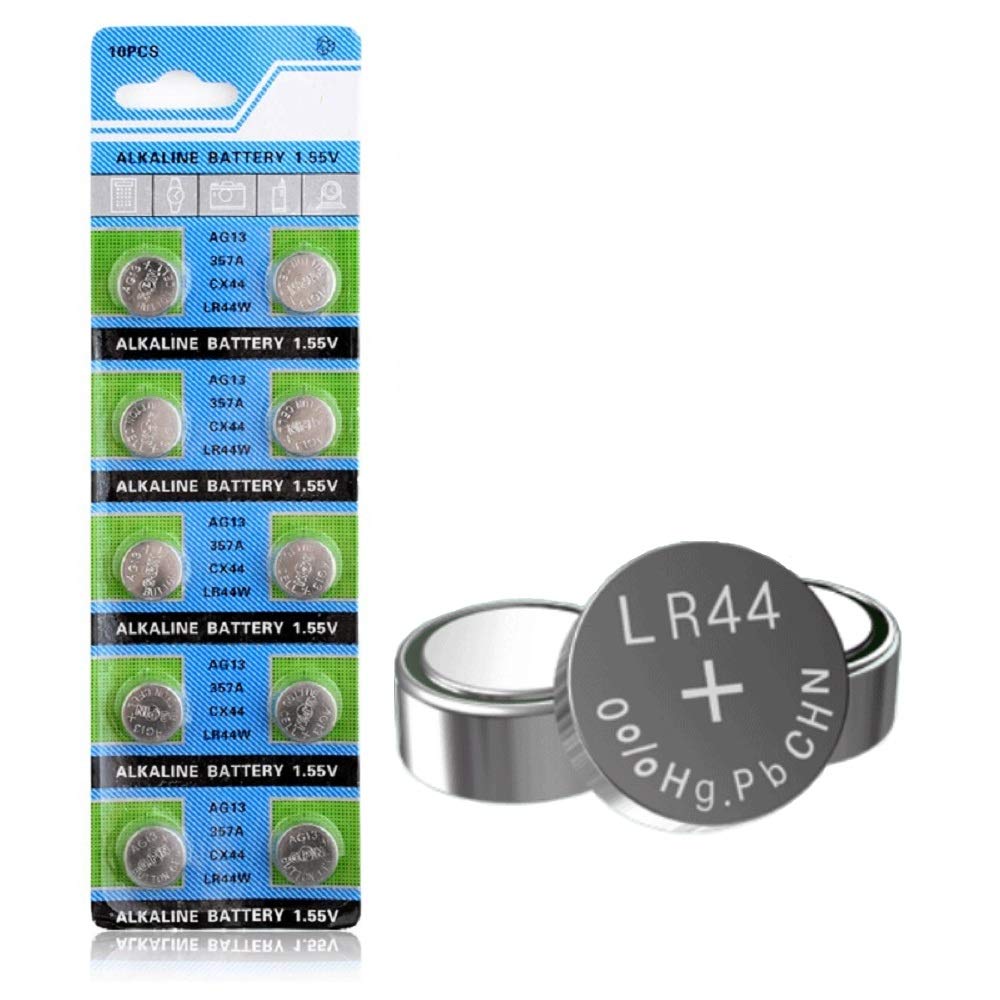 Cotchear 10Pcs Ag13 Lr44 Batteries 357A L1154 Battery 1.5V 357 S76E G13 Lr1154 Sr44 Alkailine Button Cell