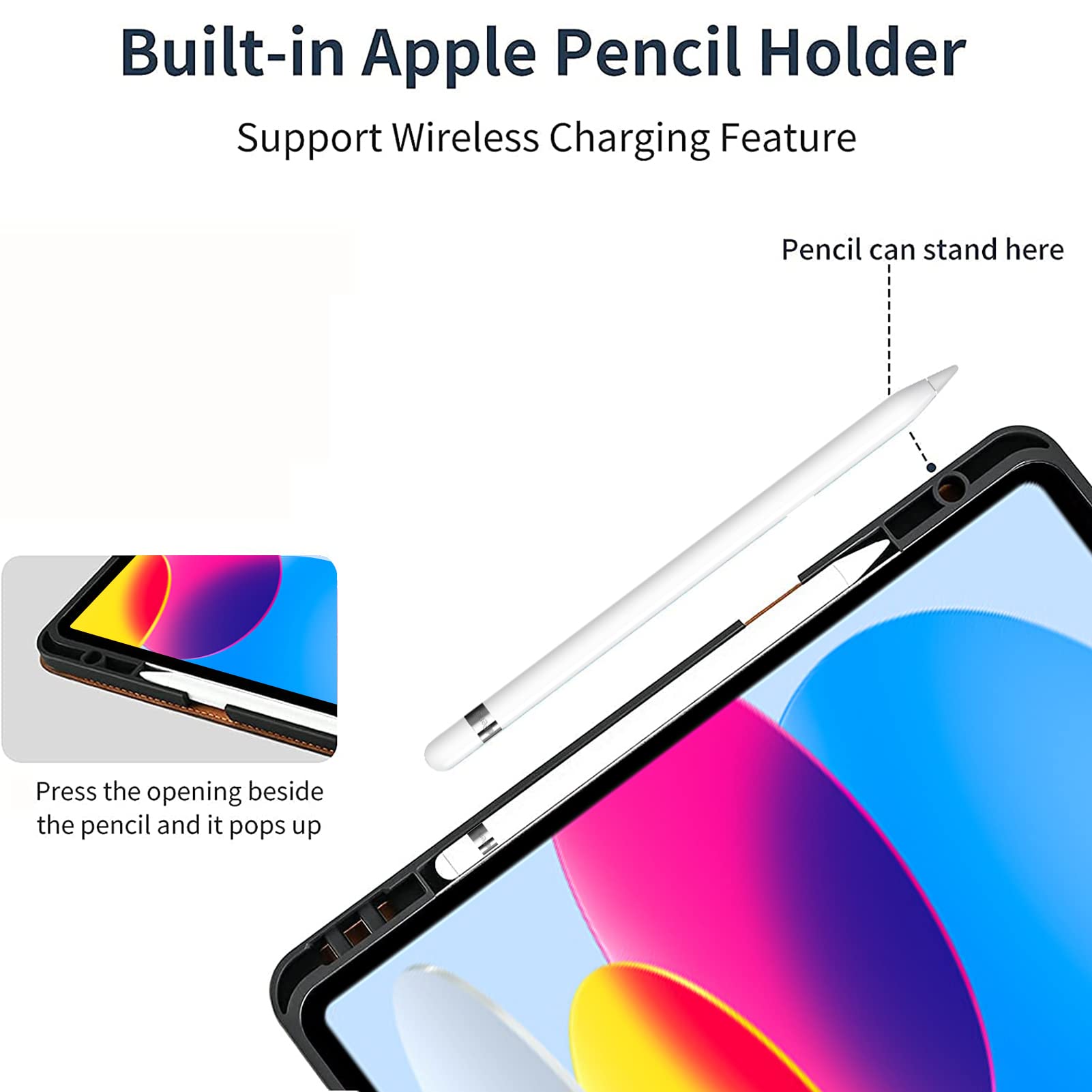 Gexmil Case For Ipad 10Th Generation 2022, Ipad 10.9 Inch Case,Genuine Leather,Made From Real Leather Cowhide Unique Grain Cover