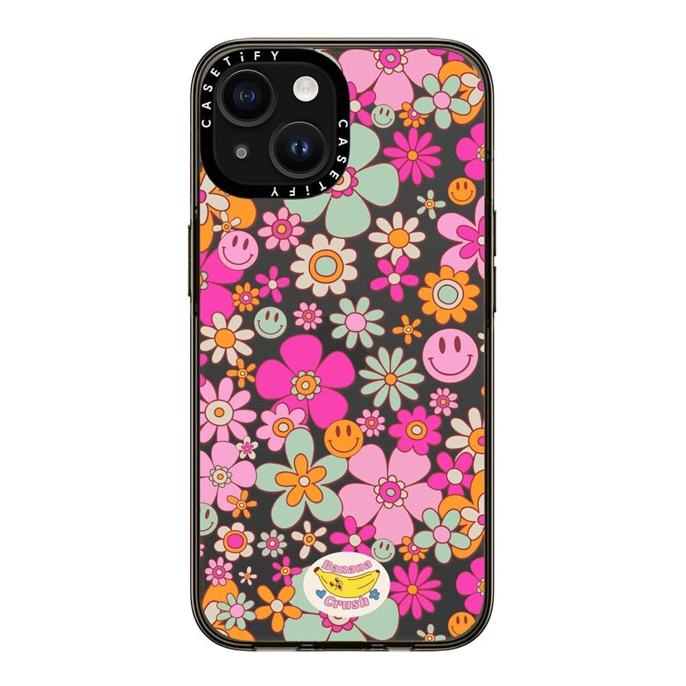 Casetify Compact Case For Iphone 15 [2X Military Grade Drop Tested / 4Ft Drop Protection]   Groovy Pattern Clear   Clear Black