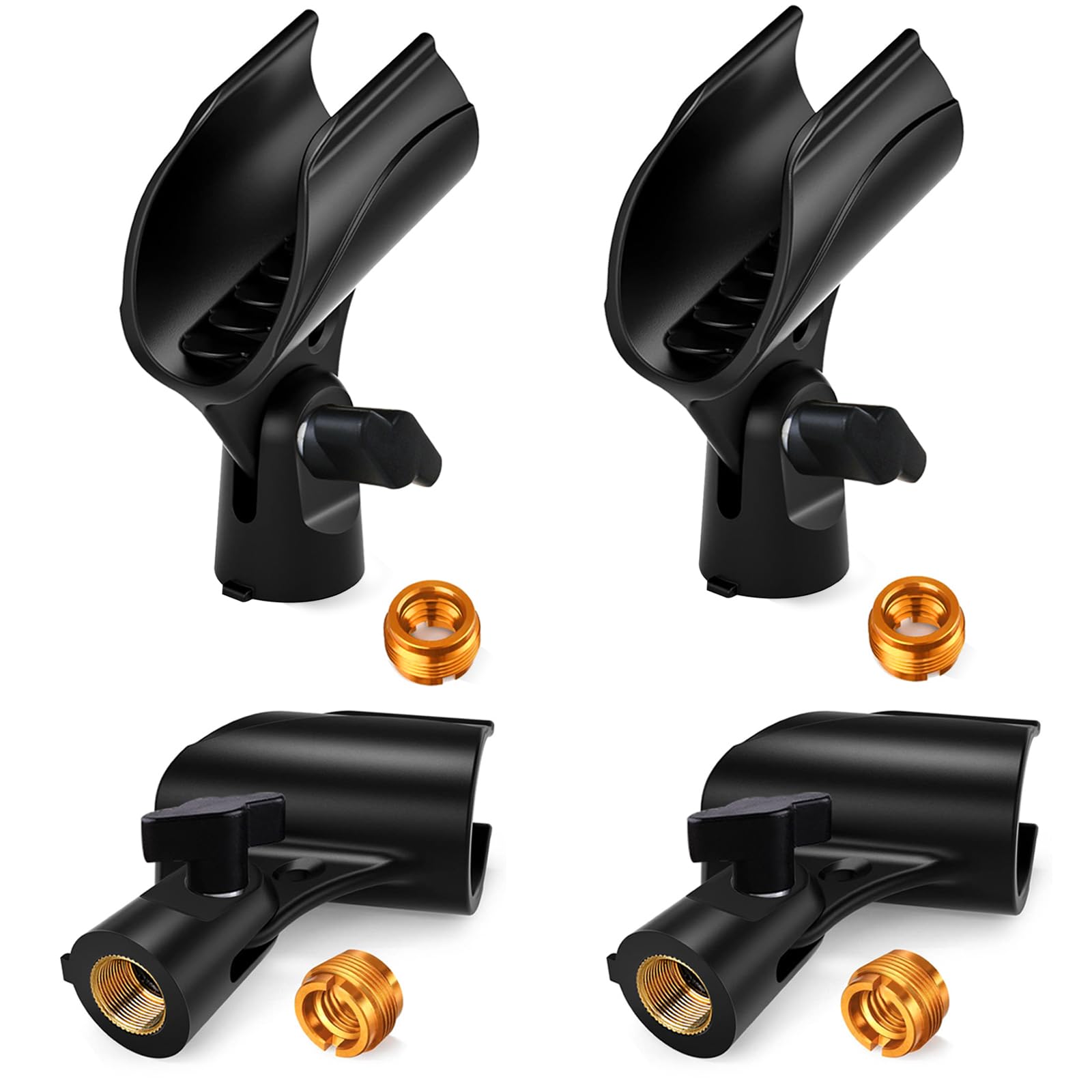 4 Pcs Universal Microphone Clip, Adjustable Mic Clip Holder For Mic Stand,Come With 5/8'' Male To 3/8'' Female Screw Adapter