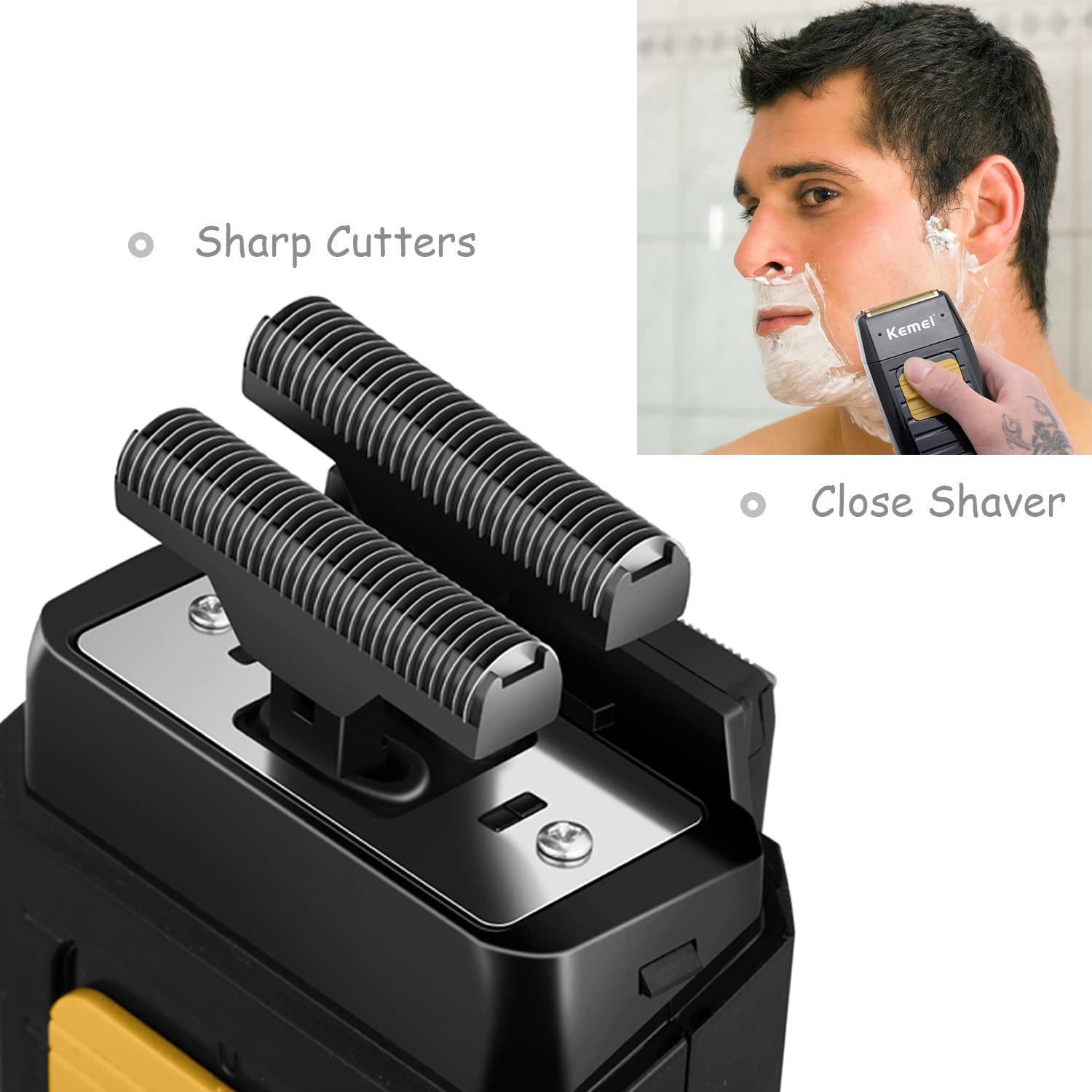 Kemei Foil Shaver Double Electric Shaver For Men, Professional Electric Razors Head Shaver For Bald Men, Barber Supplies Cordles