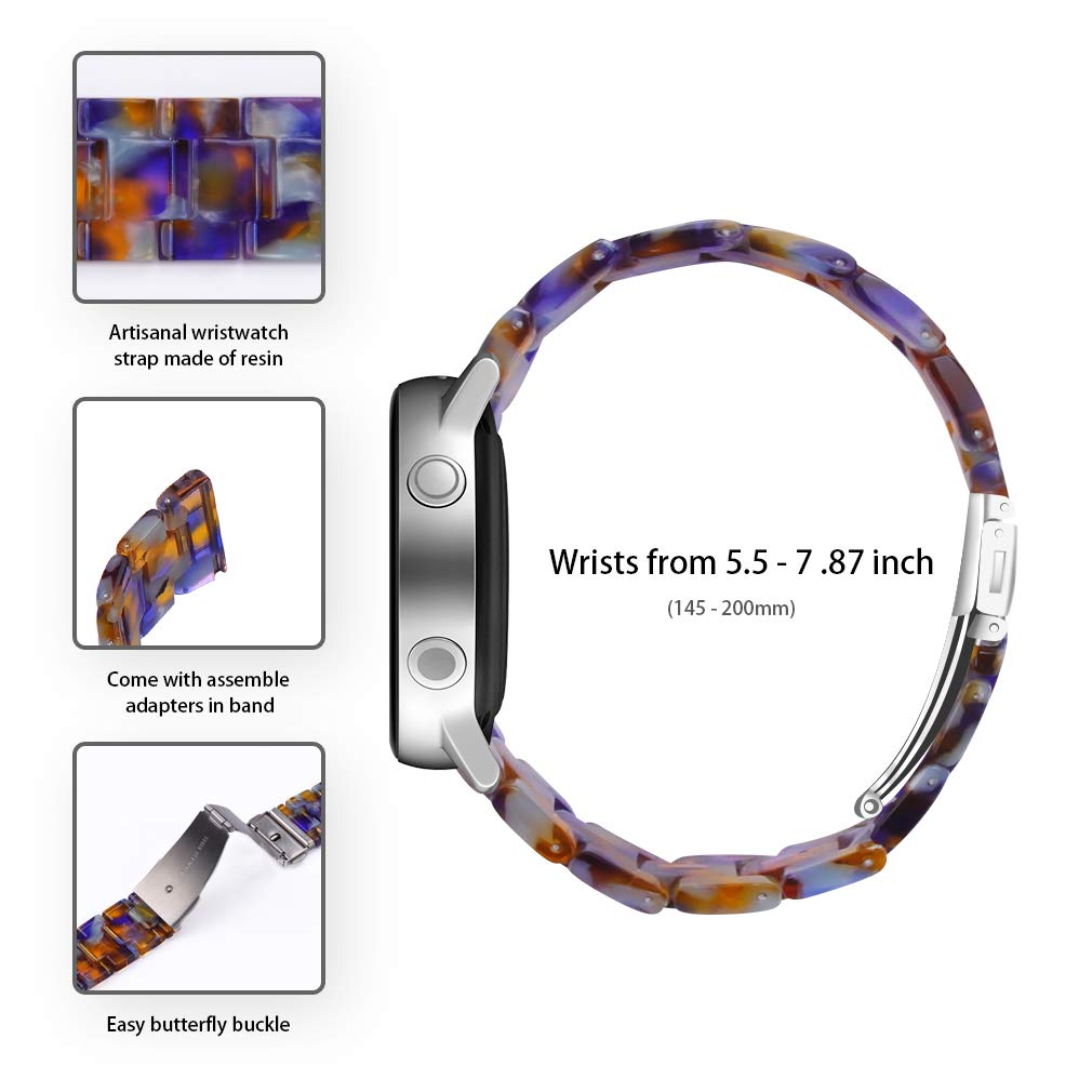 Tencloud Resin Watch Band Compatible With Wzwneer Y20Gt Women Men Metal Clasp Strap 20Mm Width Bracelet For Wzwneer Smart Watch