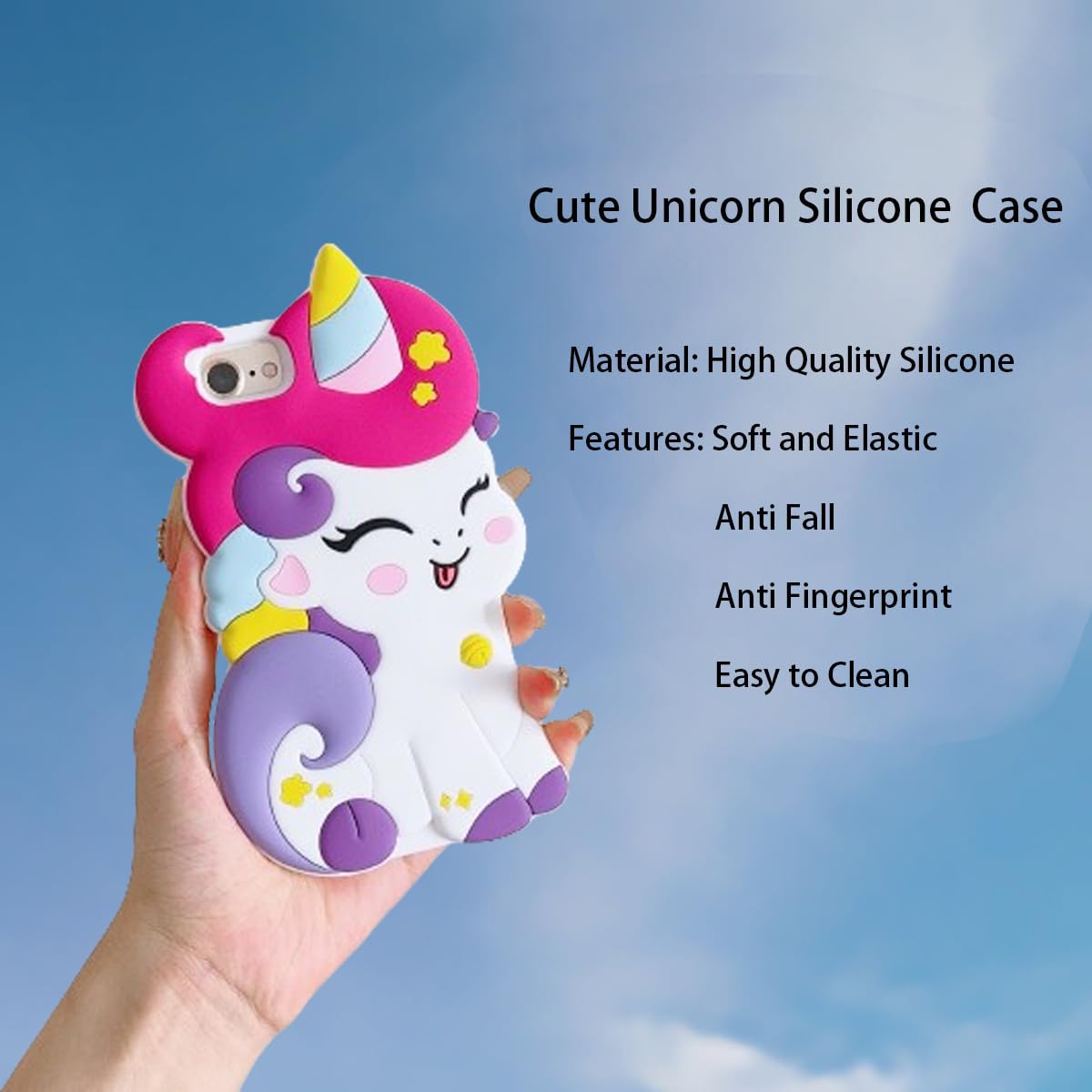 Wifantien 3D Cute Unicorn Soft Case For Iphone Se 2022/2020, Cartoon Kawaii Fashion Character Unicorn Horse Kids Girls Women Sof