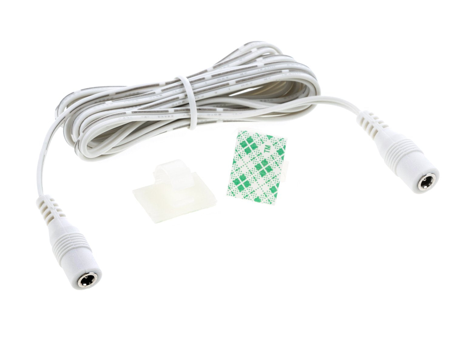 EShine Extension Cable - Female to Female, 3.5mm x 1.35mm, for LED Under Cabinet Lighting with Wire Clips (3.3ft, White)