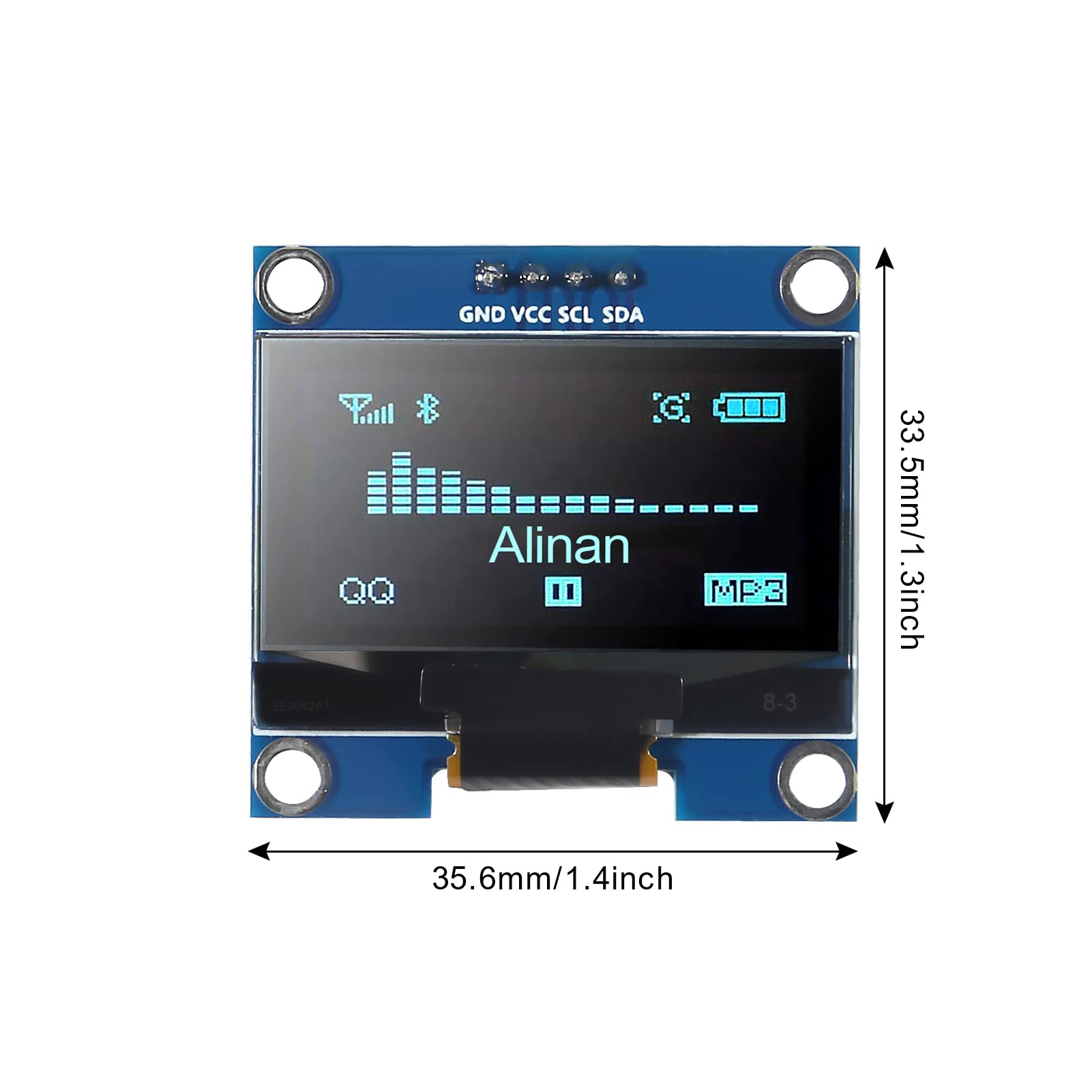 Alinan 2Pcs Oled Display Module I2C 4Pin 128X64 1.3 Inch Display Module Ssh1106 Ssd1306 Blue For R3 Stm