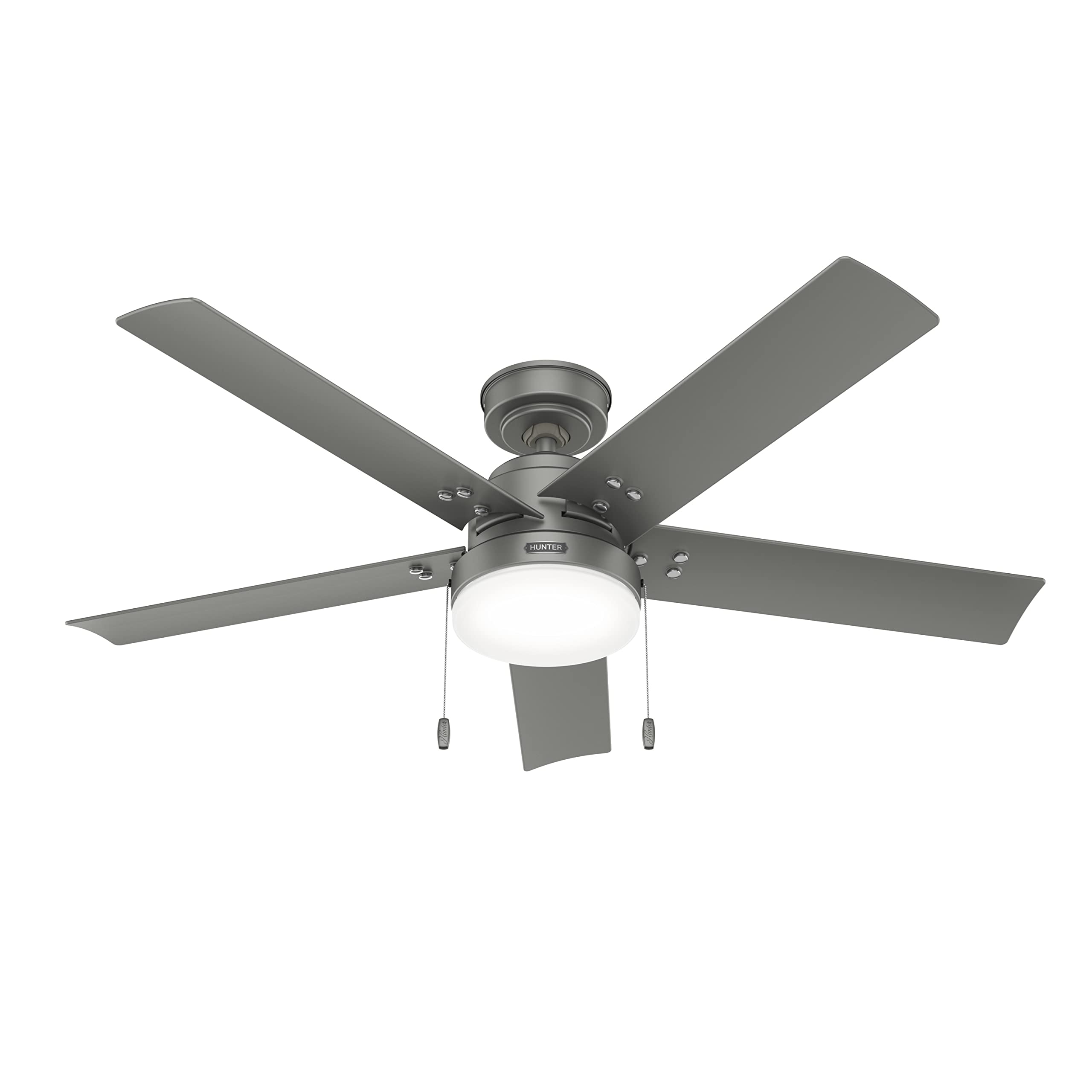 Hunter 52 inch Outdoor or Indoor Ceiling Fan with LED Light and Pull Chain - Standard Mount Ceiling Fan, 5 Blades, For Patio, Po