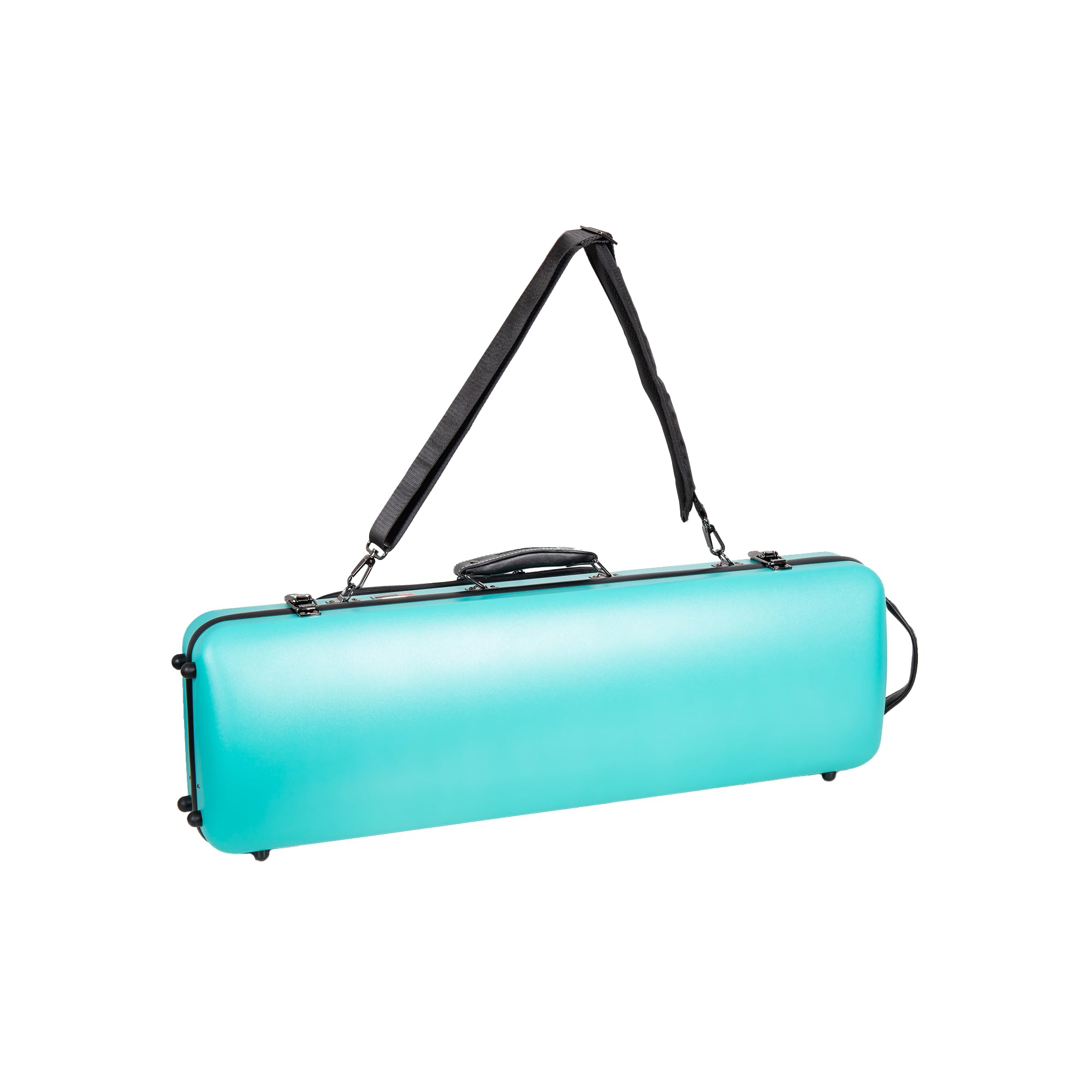 Crossrock Poly Carbon Oblong Violin Case For 4/4 Full-Size | Matte Mint Blue Finish, Hygrometer, Music Pouch, Accessory Storage