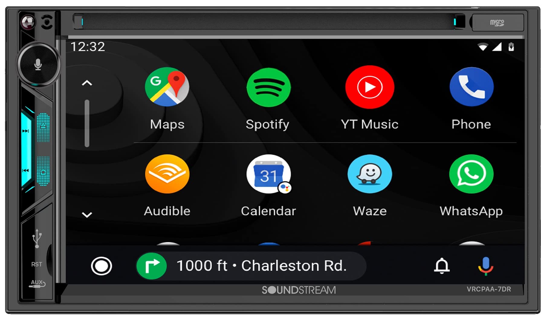 Soundstream Vrcpaa 7Dr Double Din Car Stereo   7� Touchscreen Display, Apple Carplay & Android Auto Headunit, Bluetooth Multimedia Car Stereo, Am/Fm Radio Receiver, Usb, Sd, Cd/Dvd Player
