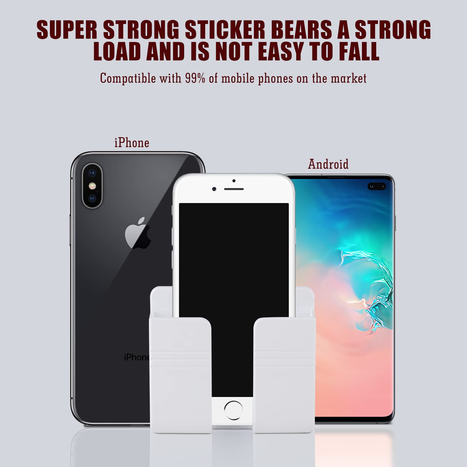 Cei&Bpy 2Pcs Phone Holder Wall Mounted, Phone Stand With Self Adhesive. Phone Holder For Shower/Charging.Compatible With Iphone