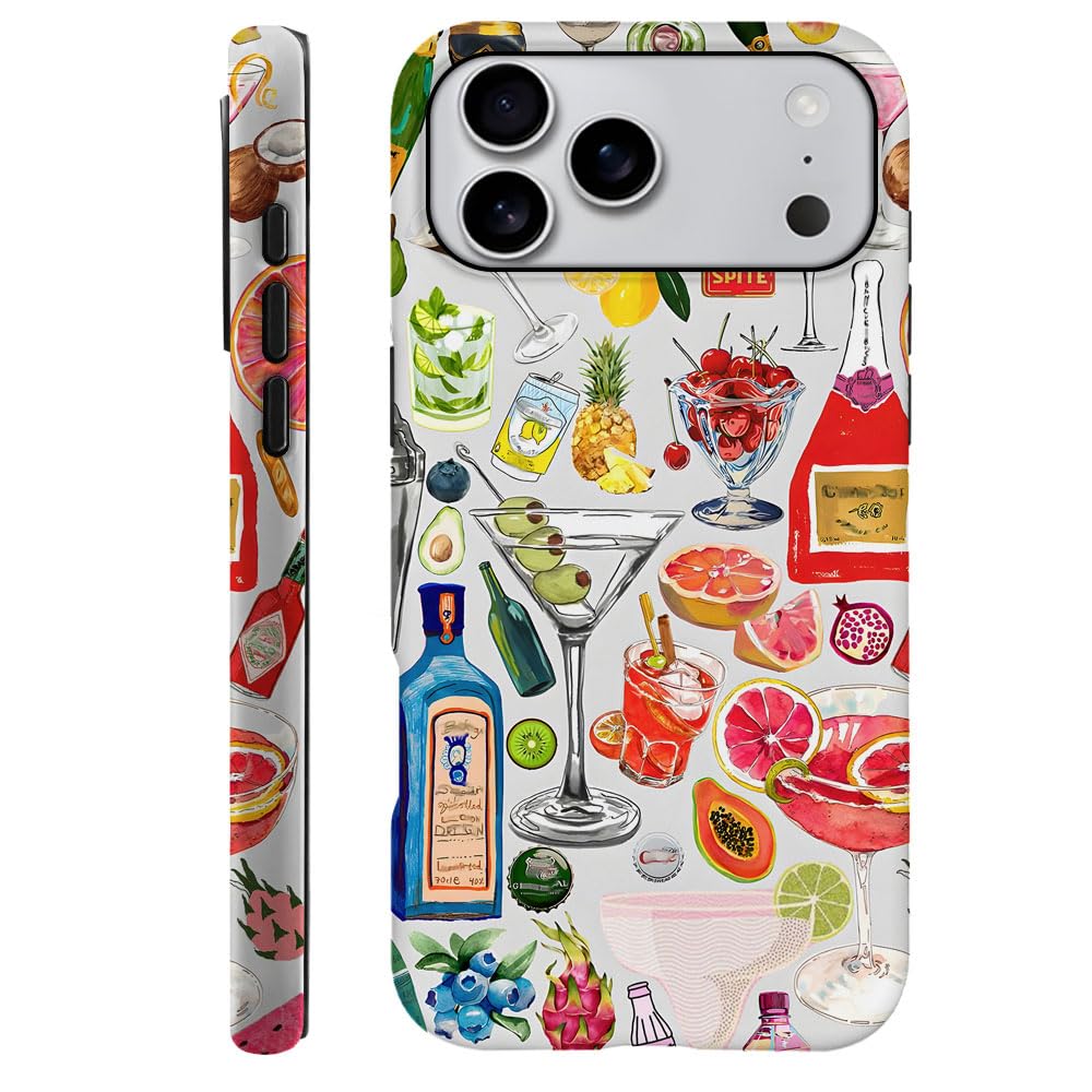 Compatible with iPhone 17 Pro Max,Durable & Shockproof Phone Case Cover Design - Collage Fruit Bottles Watercolor