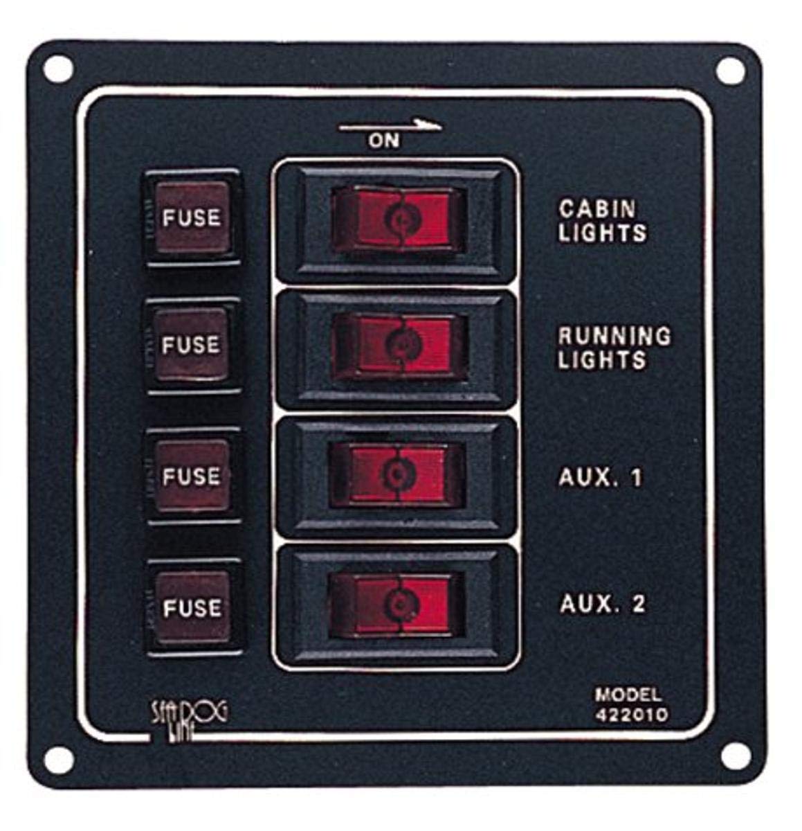 Sea Dog 422010 1 Aluminum Vertical 4 Switch Panel, 4 1/2'' W X 4 7/8'' H