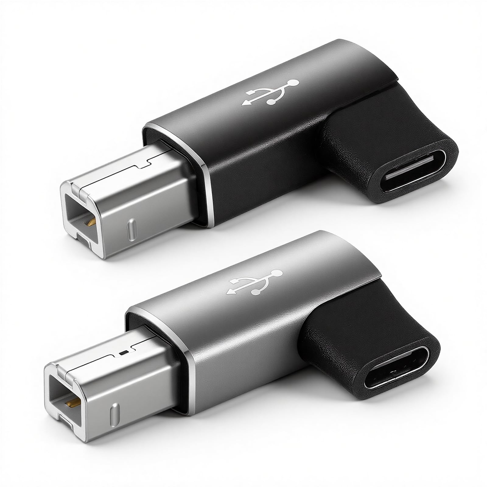 Jxiwfvl 2 Pcs USB B to USB C Printer Adapter Midi to USB- C 90 Degree Right Angle Compatible with Printers Electric Piano Synthe