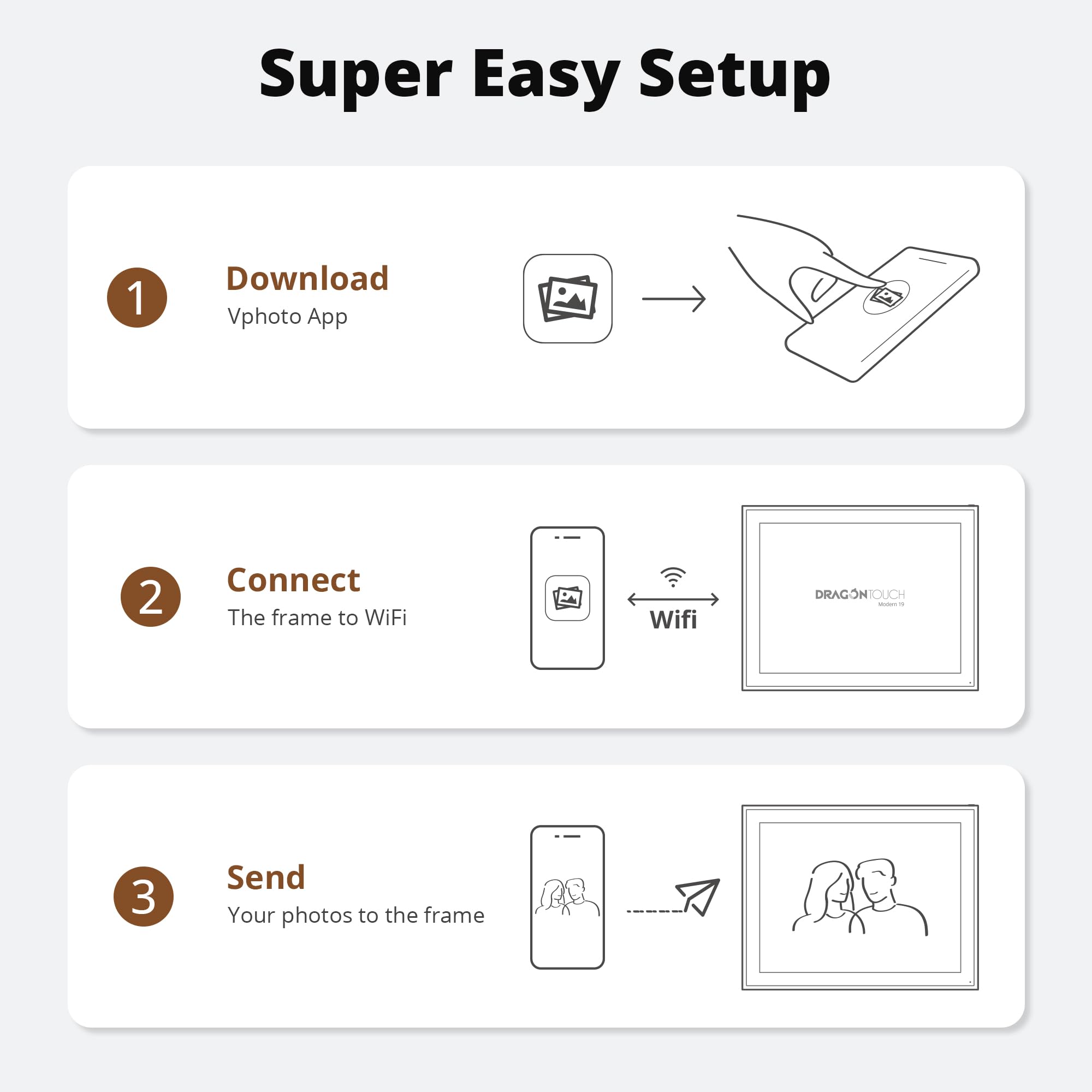 Dragon Touch Digital Picture Frame   19 Inch Wifi Large Digital Photo Frame With 64Gb Storage, Fhd Screen, Easy Setup To Share P