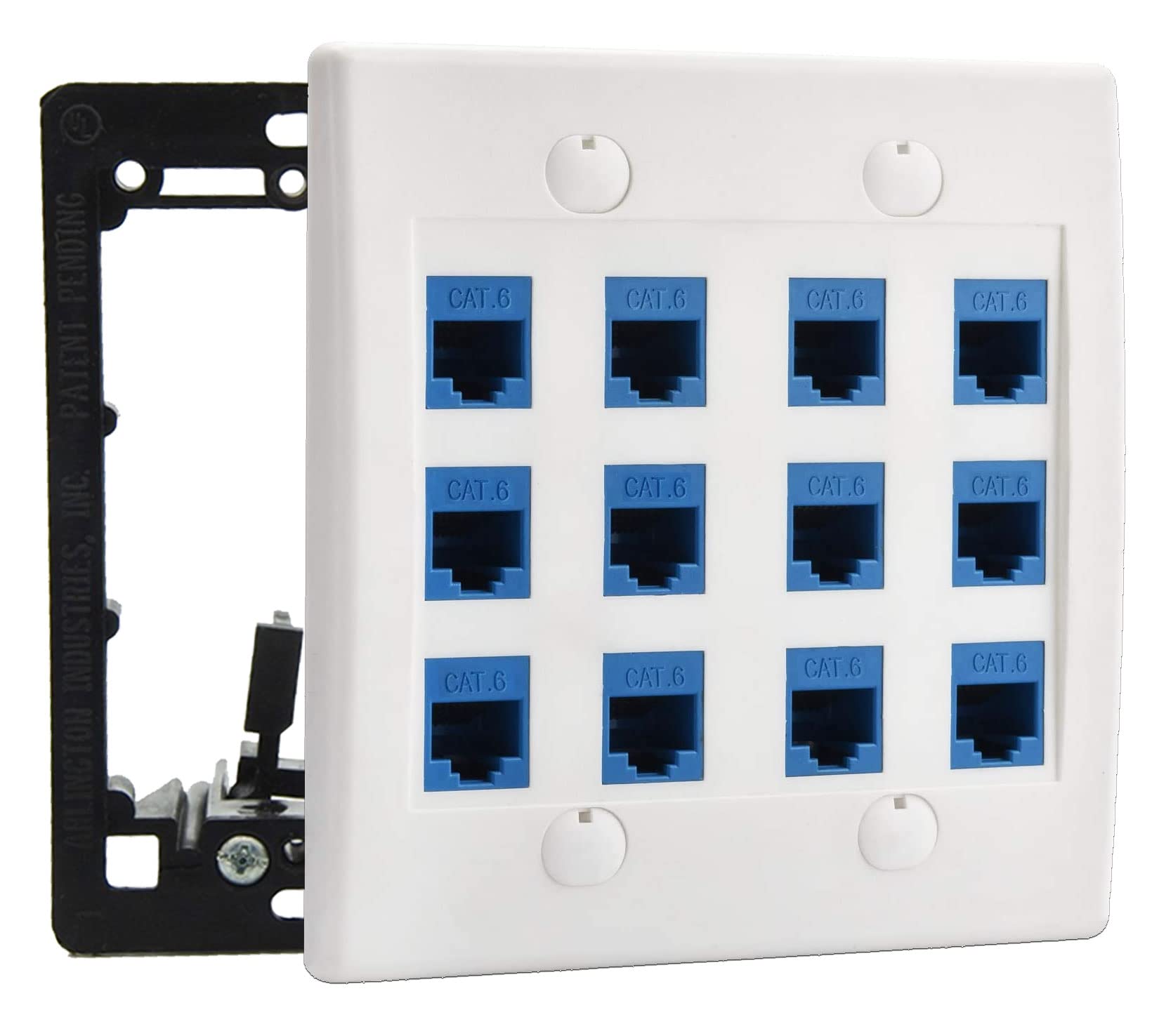 Diytech Ethernet Wall Plate   12 Port Rj45 Cat6 Ethernet Wall Outlet, Female To Female Cat6 Wall Jack Keystone, Ethernet Plug In