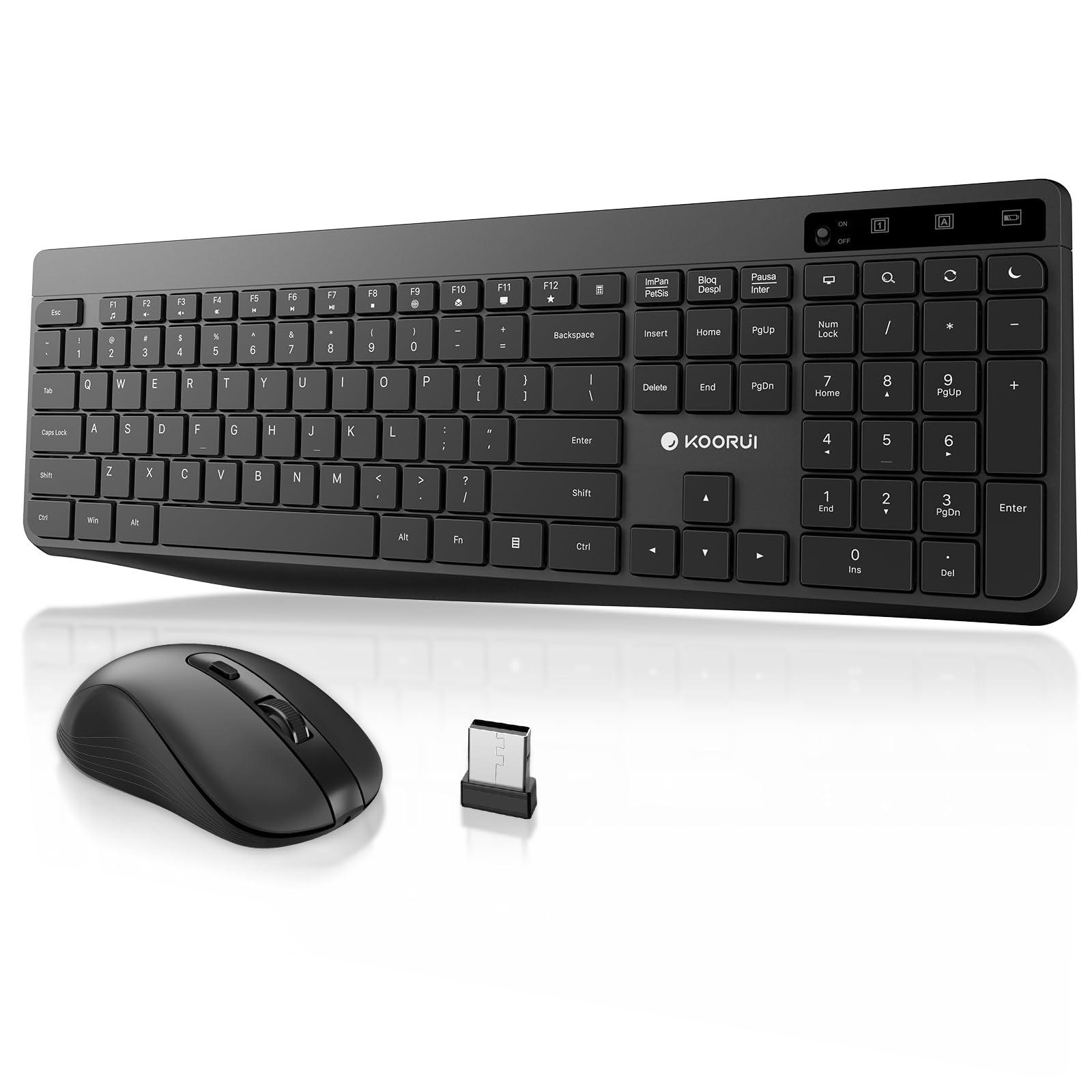 Koorui Wireless Keyboard And Mouse Combos, 2.4G Silent Full Size Keyboard Mouse,12 Shortcut Keys & 3Dpi Mouse, White Computer Mo
