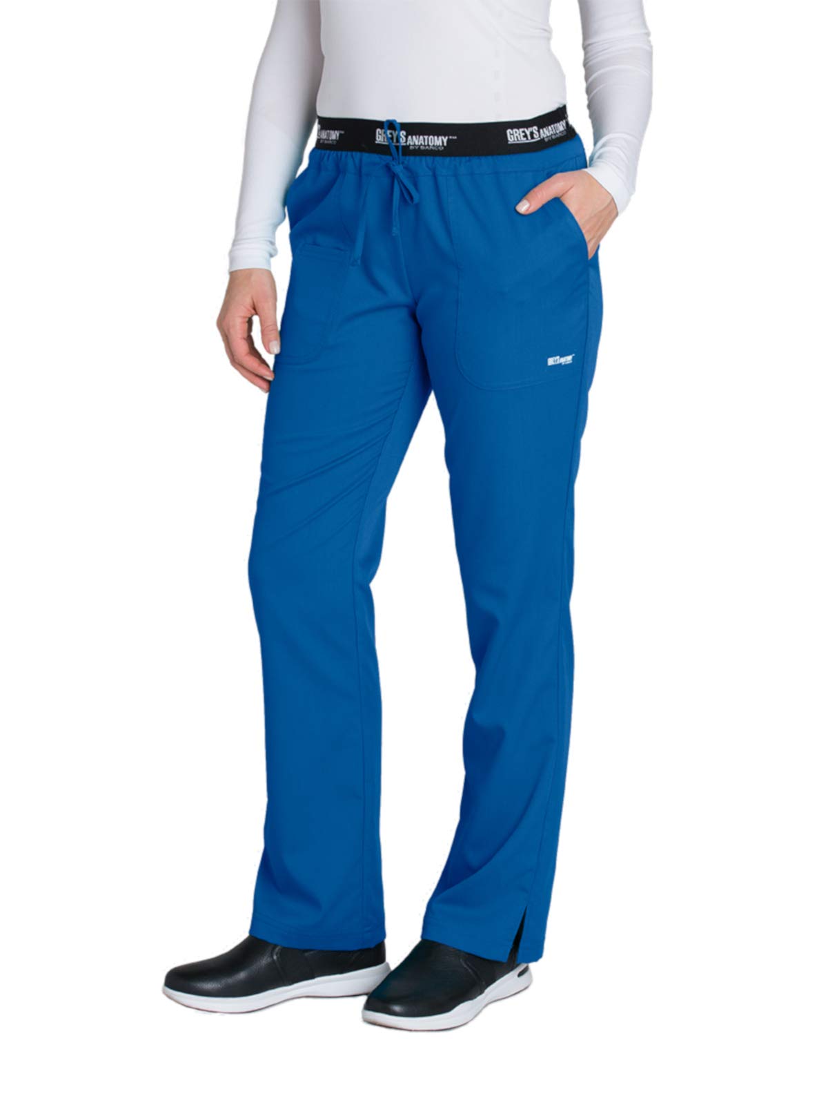 Greys Anatomy 4275 3 Pkt Logo Waist Pant With Drawstring (New Royal, Large)