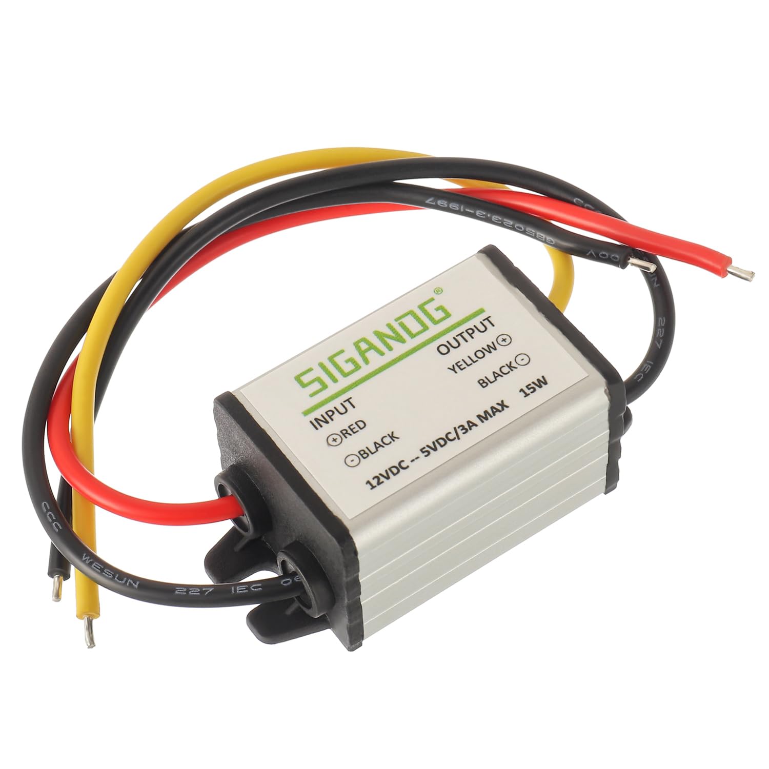SIGANDG 12V to 5V DC Converter Car Power Voltage, Step Down to DC 5V 3A 15W Waterproof Buck Converter, Supply Step-Down Module C