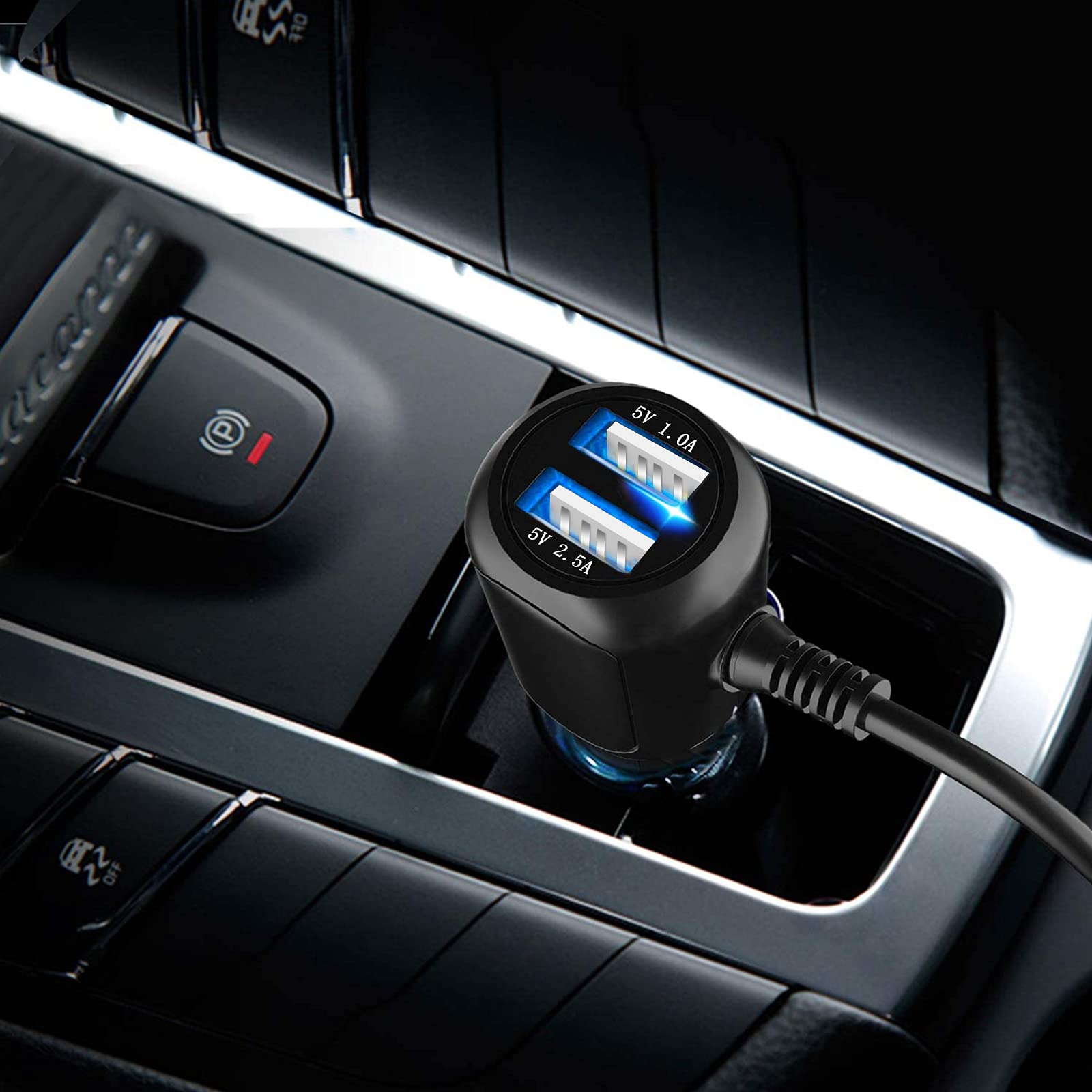 Dash Cam Charger Mini Usb, Best Dual Usb Charger, Compatible With Garmin,Apeman, Rexing, Byakov, Akaso, Crosstour, Trekpow, Pruveeo, Oldshark, Garmin And Most Other Dash Cam. (11.5Ft)