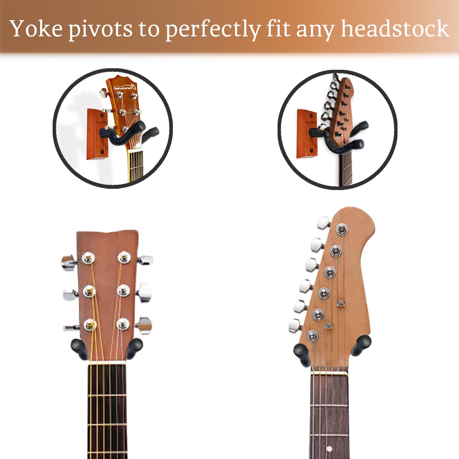 Onmiwod Guitar Wall Mount 3 Pack, Mahogany Wood Guitar Hanger, U Shaped Guitar Wall Hanger Mount, Guitar Holder Hook Stand Wall