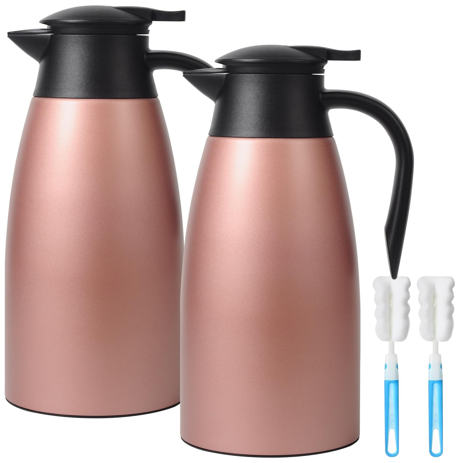 70 Oz Thermal Coffee Carafe, Updated 2 Pcs Insulated Stainless Steel Coffee Carafes For Keeping Hot Coffee & Water Hot Beverage 