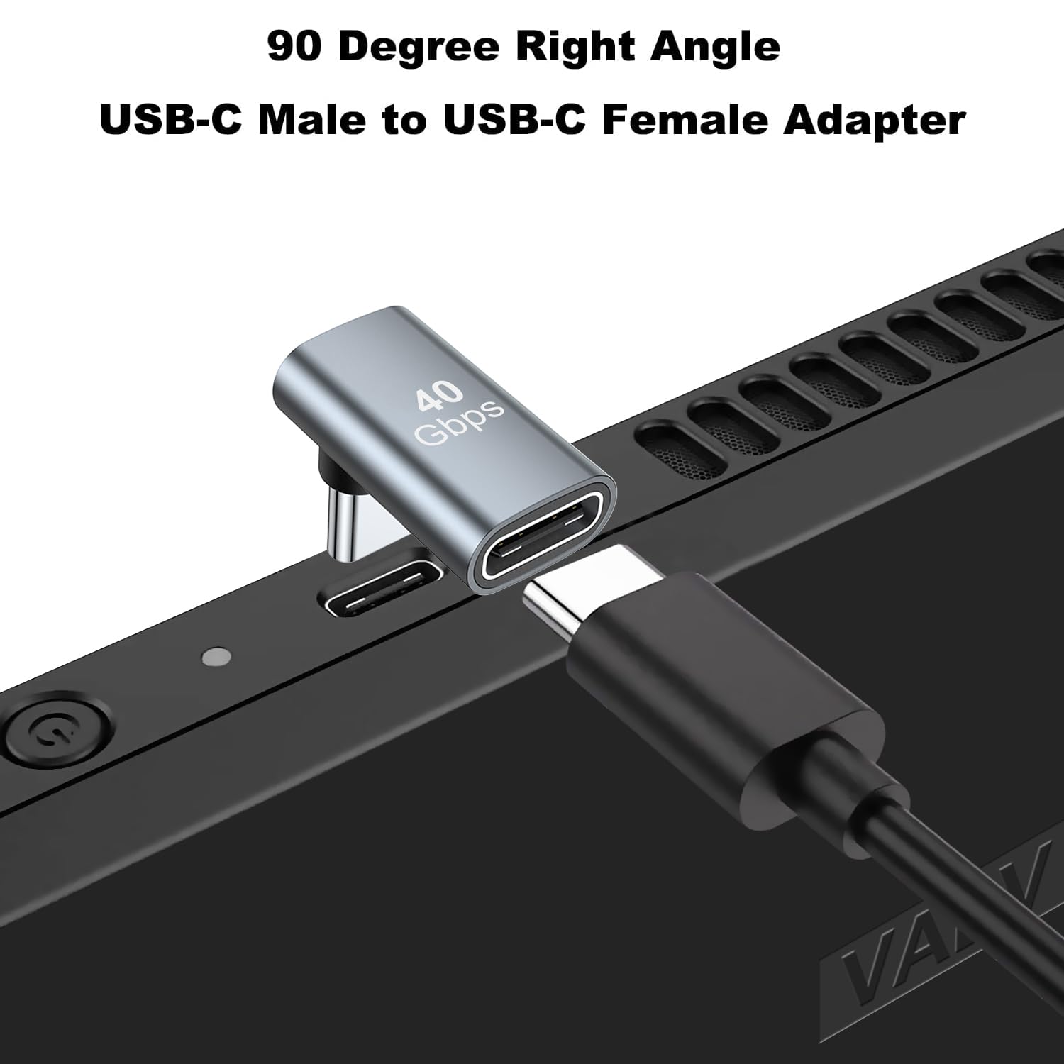 Areme 90 Degree Usb C Male To Female Adapter, 2 Pack Right Angle 100W Type C Adapter Extender For Steam Deck, Rog Ally, Switch, Notebook Computers, Tablet And Mobile Phones (Grey)