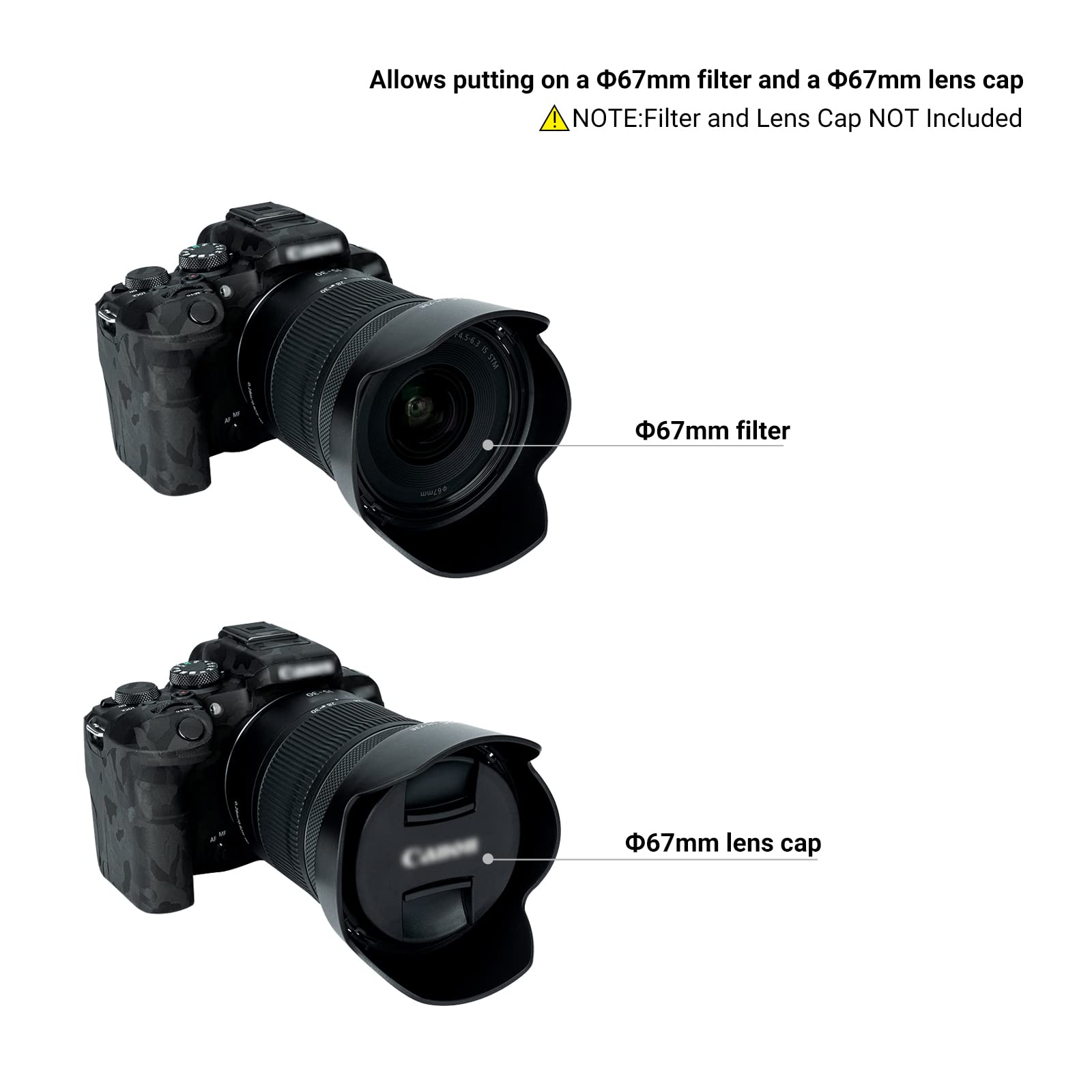 Lens Hood For Canon Rf 15 30Mm F4.5 6.3 Is Stm Lens On Eos R6 Mark Ii Eos R Series Camera, Reversible Lens Shade Replace Canon E