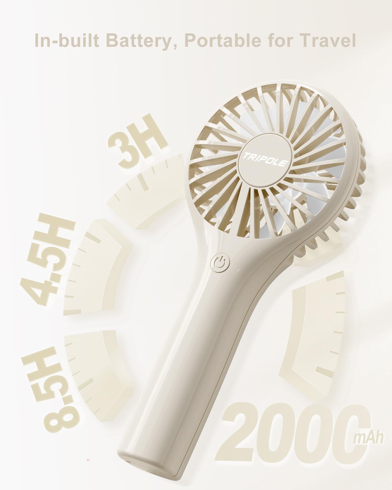 Tripole Mini Handheld Fan Portable Personal Fan With 3 Speed, Powerful Little Battery Hand Held Fan For Travel Trip Outdoor Conc