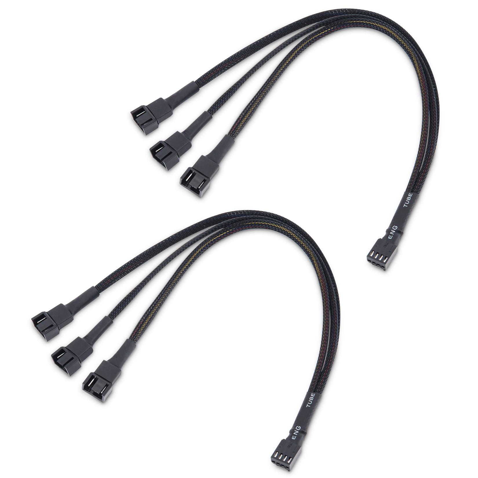 Cable Matters 2 Pack 3 Way 4 Pin PWM Fan Splitter Cable 12 Inches, PC Fan Splitter 1 to 3 Converter, PC Fan Extension Cable