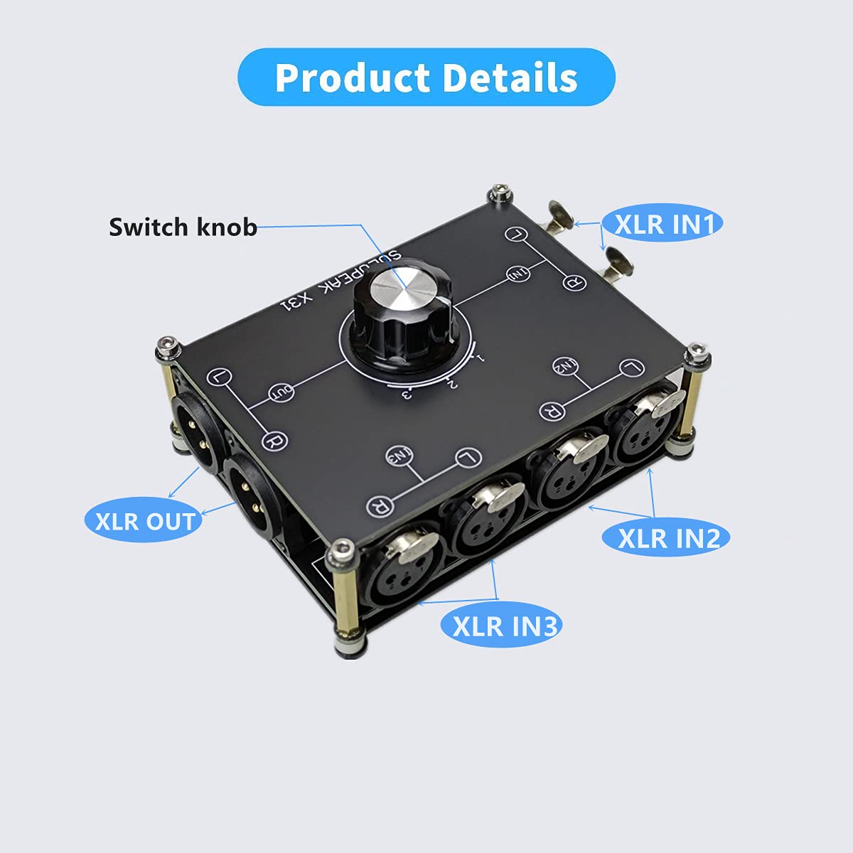 X31 Xlr Balanced Cable Switch Signal Sources Selector 3 In 1 Out Audio Switcher Splitter Box