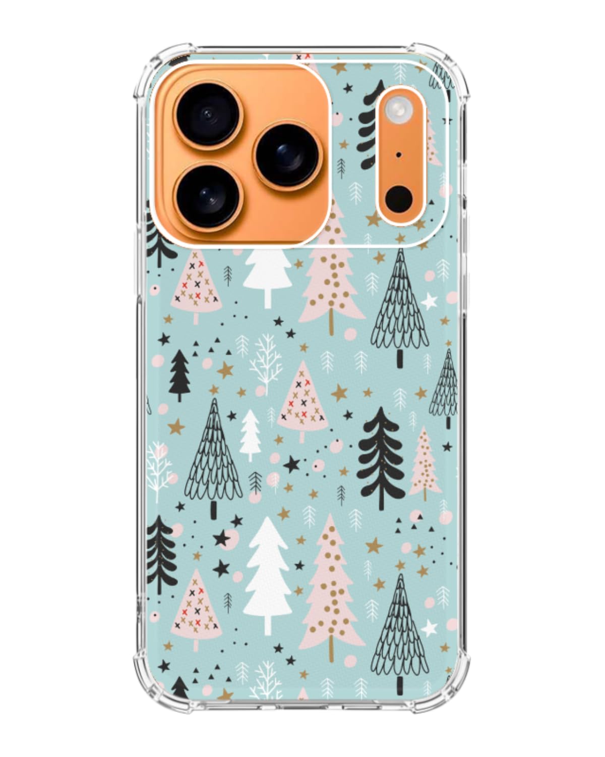 Qivtpjkrin Blue Christmas Tree Pattern Phone Case for iPhone 17 Pro Max, Winter Christmas Holiday Phone Cover, Soft Trendy TPU B