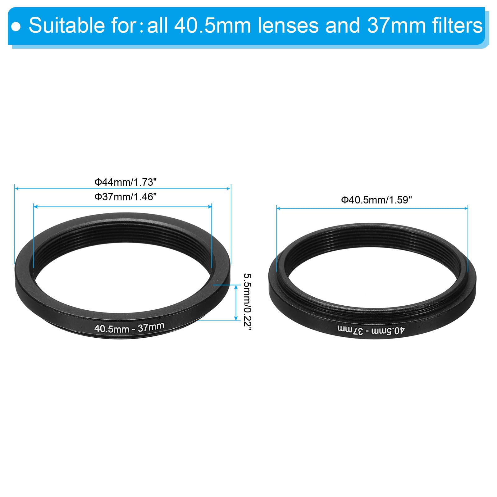 Patikil 40.5Mm 37Mm Metal Step Down Ring, Camera Lens Filter Adapter Ring Aluminum Filter Adapter Ring For Camera Lenses Hood, B