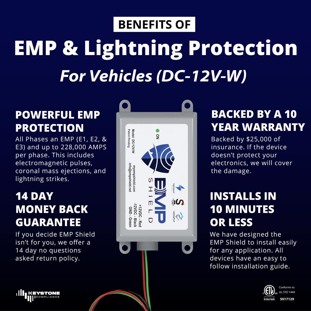 Emp Shield   Vehicle Emp Protection 12 Volt Dc For Car And Truck (Dc 12V Wv) Lightning, Solar Flare, And Surge Protection