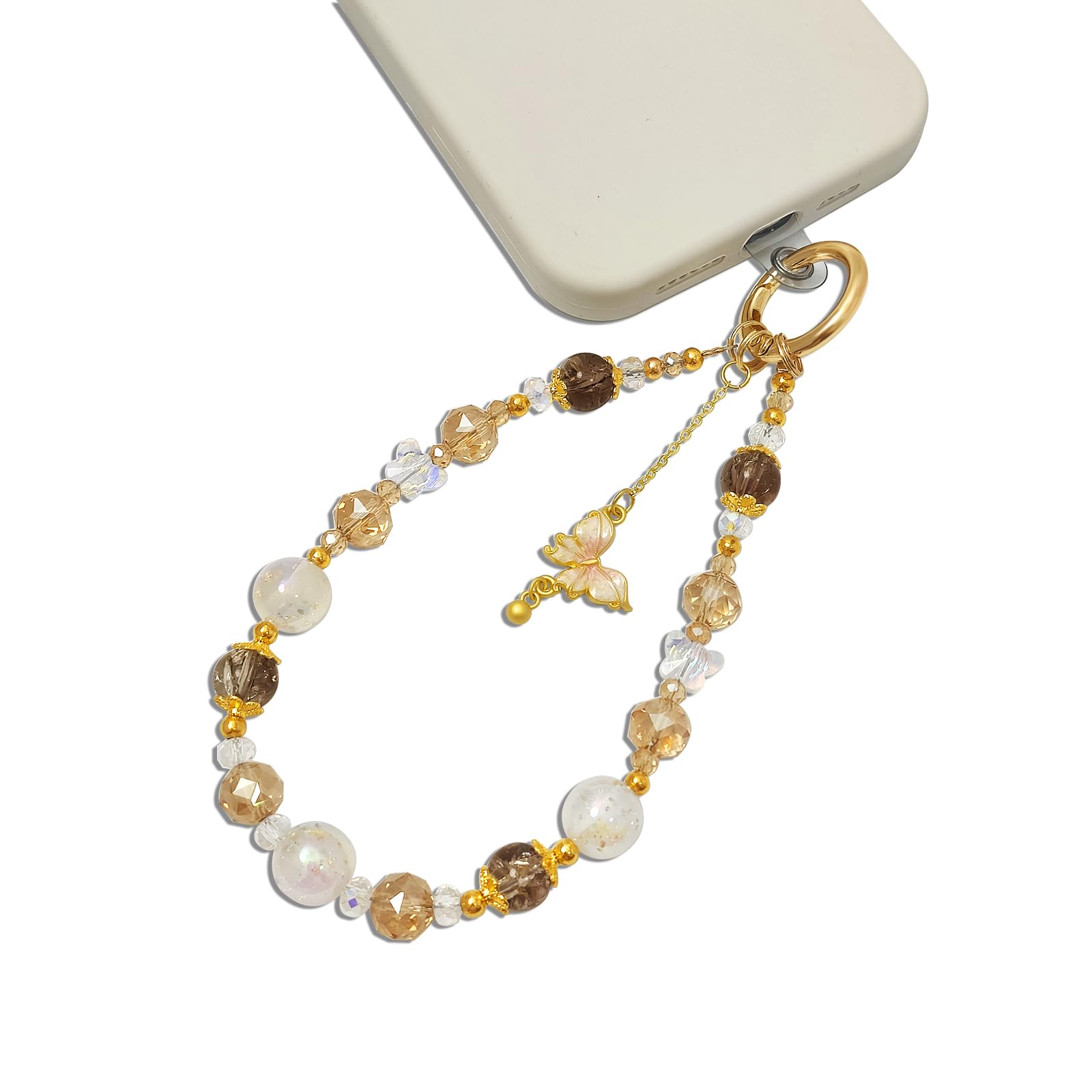 cioatu Cute Phone Wrist Strap Chic Beaded Cellphone Lanyard with Tether Tab Phone Charm Grip Strap for PhoneBag Purses Keys (But
