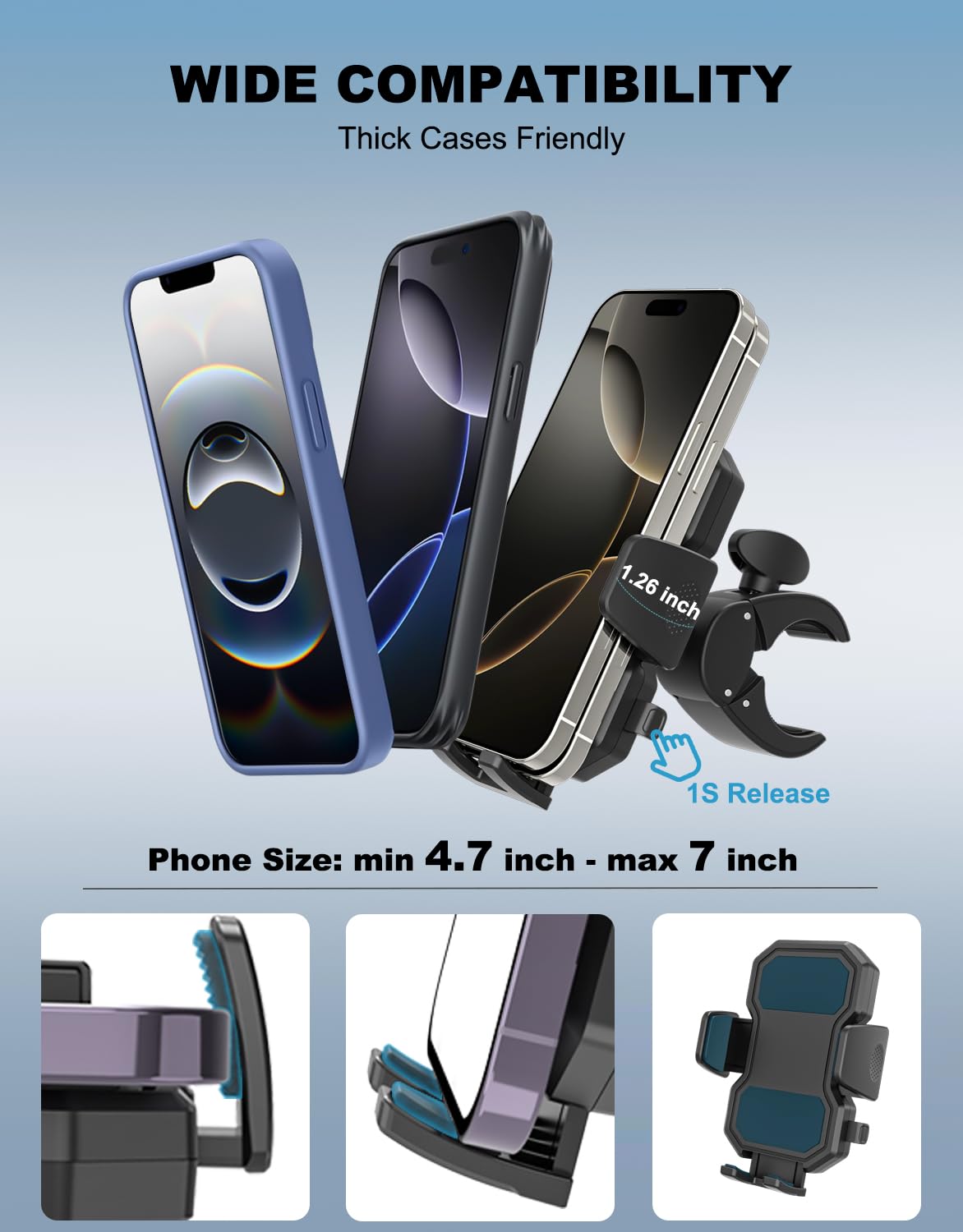 Dosvsi Tractor Phone Clamp Mount, [Upgraded Secure Tether] Stable Cellphone Clip For Forklift/Farming Machine, Front Loader Clip