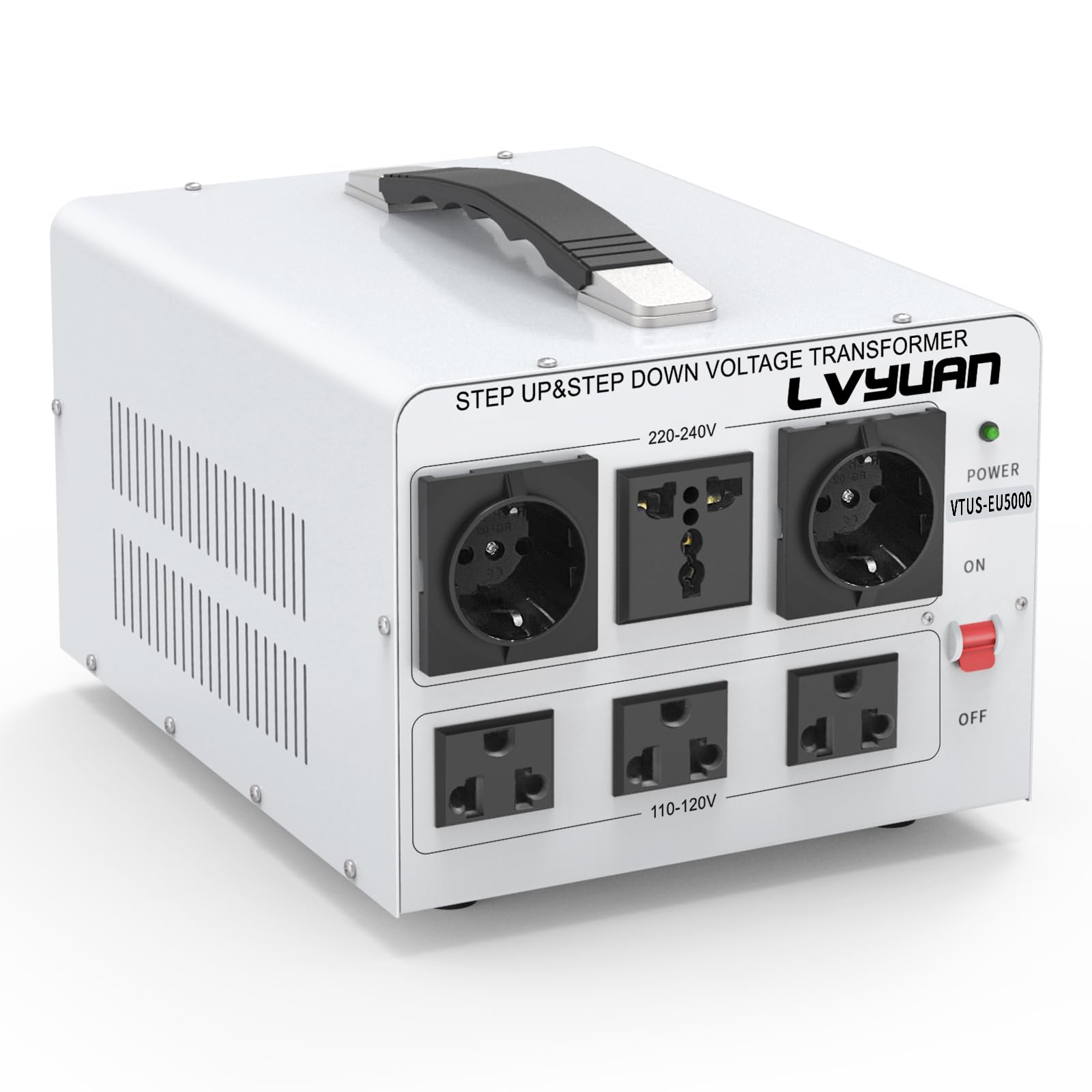 Lvyuan Heavy Duty 5000W Watt Voltage Transformer Converter Step Up/Down Converter 110/120 Volt   220/240 Volt With 3 Us,2 Europe