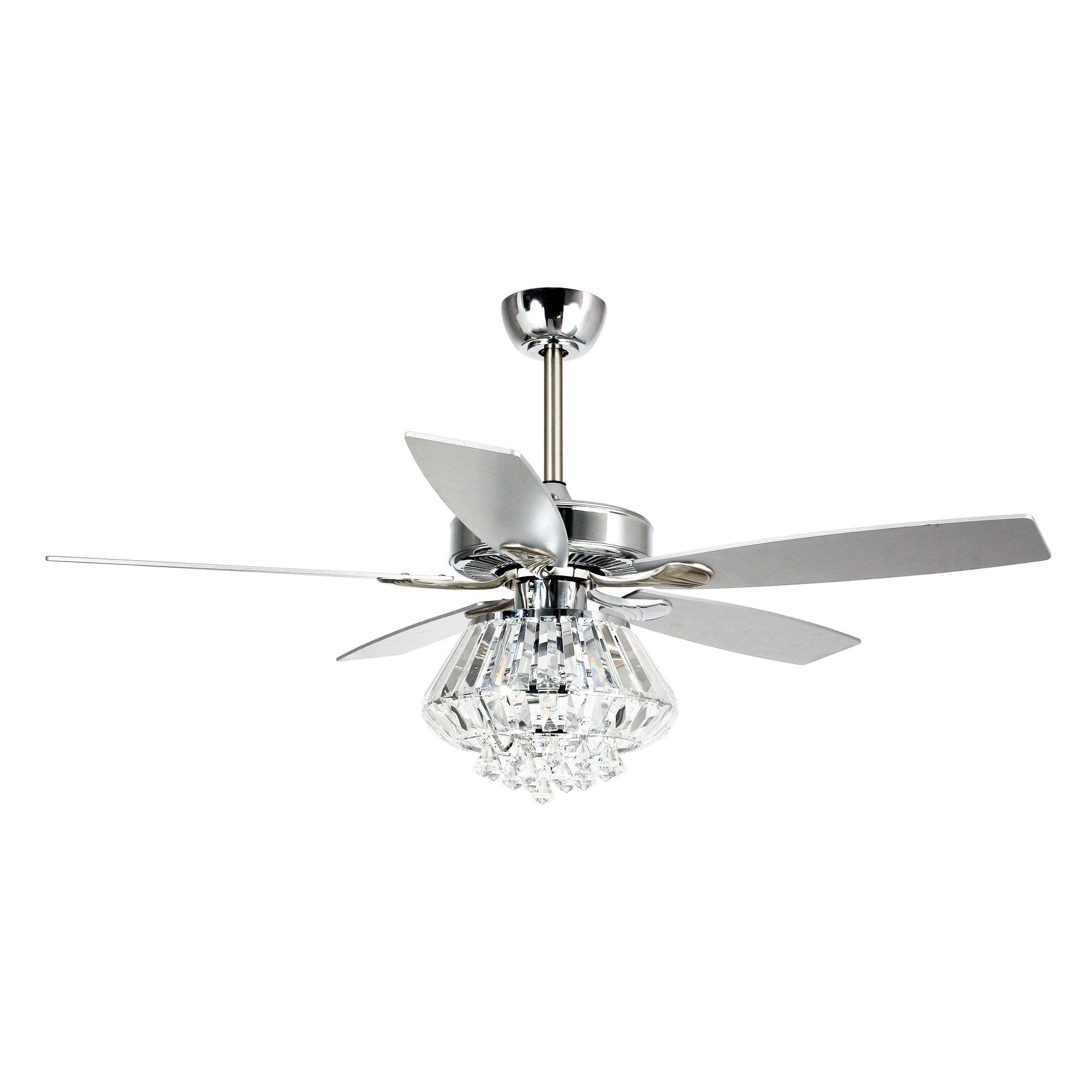 Parrot Uncle Ceiling Fans with Lights and Remote 52 Inch Ceiling Fan with Light for Bedroom Crystal Chandelier Fans, Reversible 