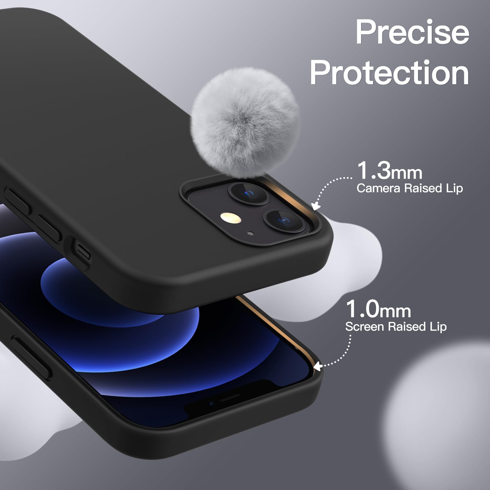 Jetech Silicone Case For Iphone 12/12 Pro 6.1 Inch, Silky Soft Touch Full Body Protective Phone Case, Shockproof Cover With Micr