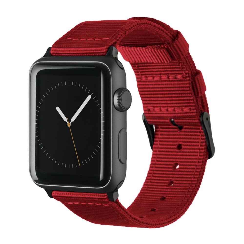 Archer Watch Straps - Premium Nylon Straps for Apple Watch (Red, Black, 44/45/46/49mm)