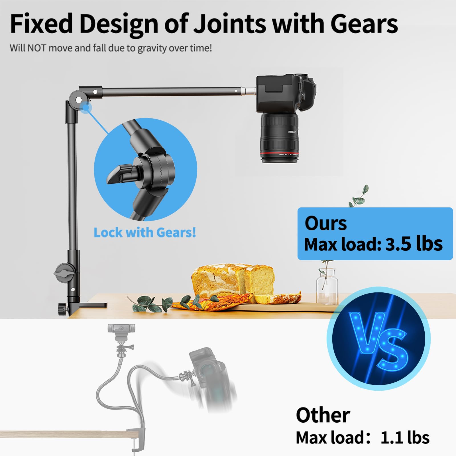 Kdd Tablet Stand Holder, Adjustment Ipad Phone Mount, 27In Long Arm Webcam Stand Projector Camera Mount For Desk, Fit For 4.7''-