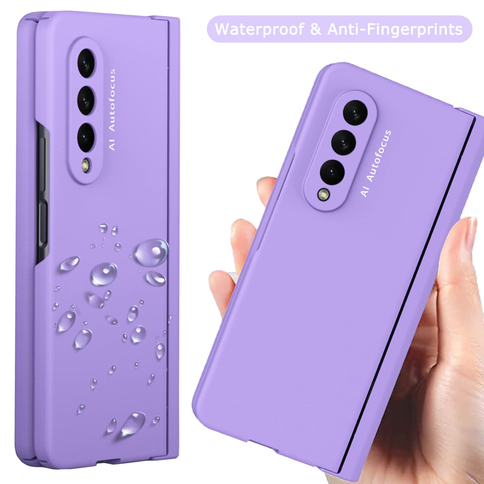 Ninki Compatible Purple Case For Samsung Galaxy Z Fold 3 Case With S Pen Holder Hinge Protection,Full Coverage Cover Case With F