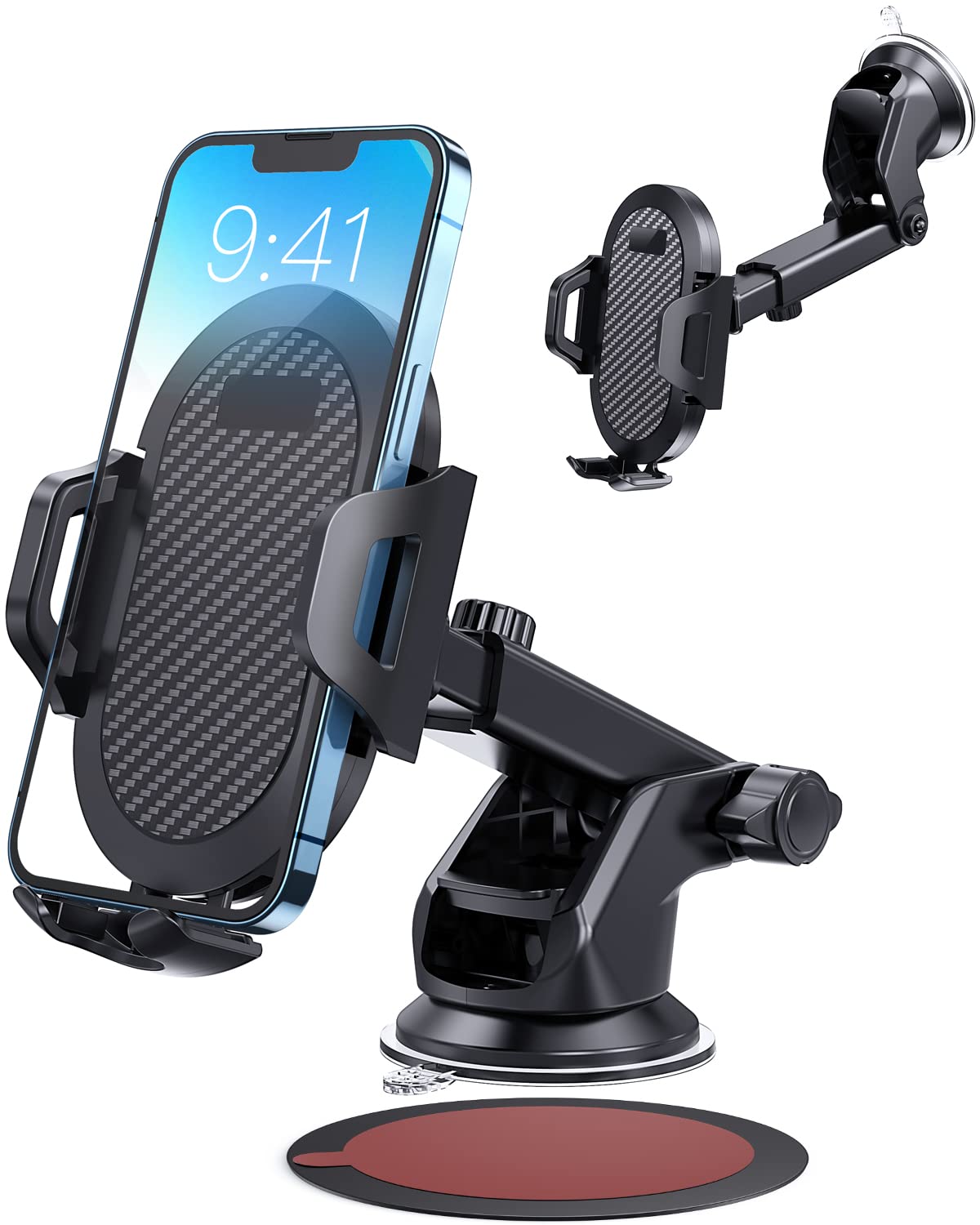 Madeggs Car Phone Holder Mount, [Strong Suction Cup] [Military Grade Durable] For Windshield And Dashboard, Adjustable Long Arm Compatible With Iphone 16 15 14 Pro Max And All Smartphones, Black